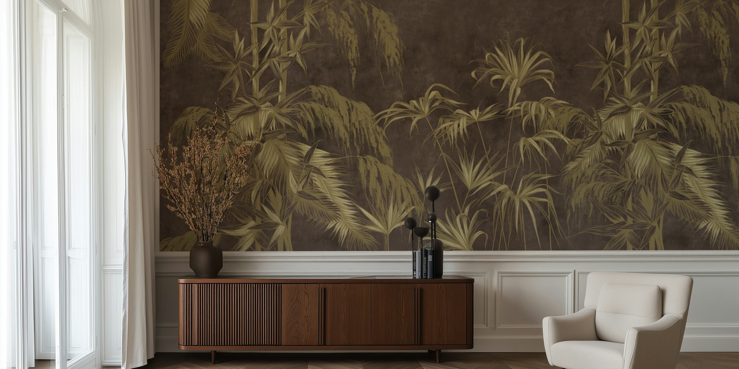 Dark Concrete Jungle wallpaper in room setting