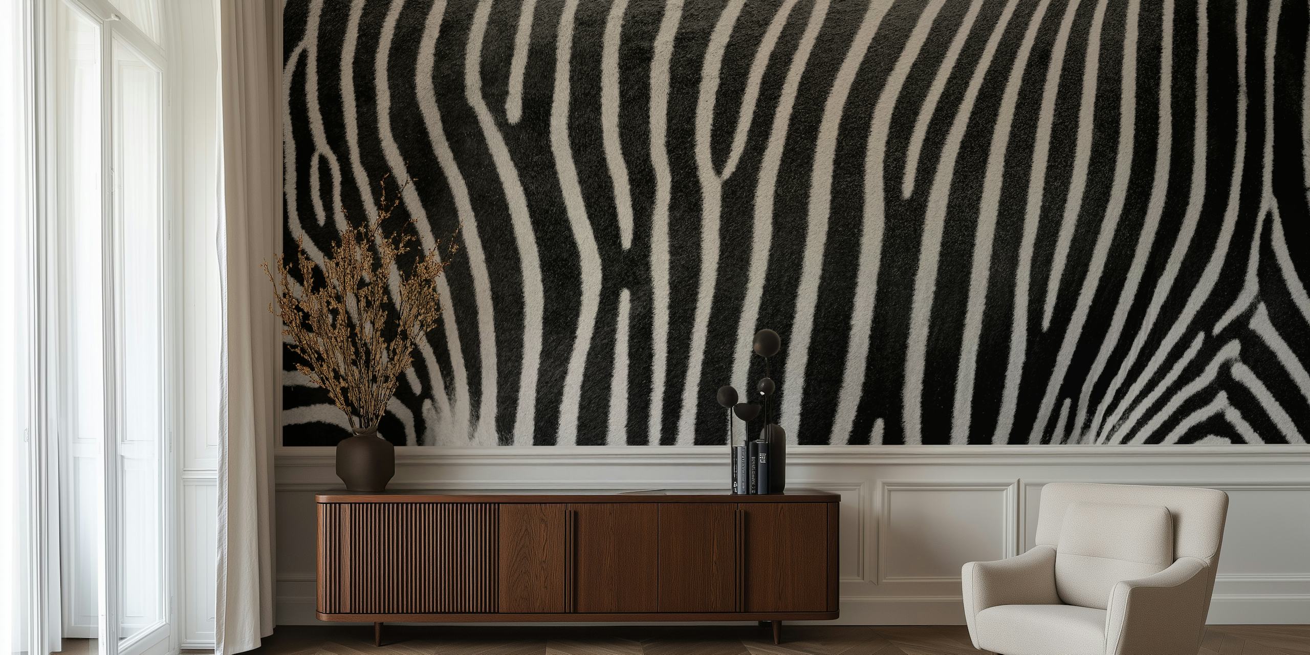 Zebra stripe pattern wall mural for modern home decor