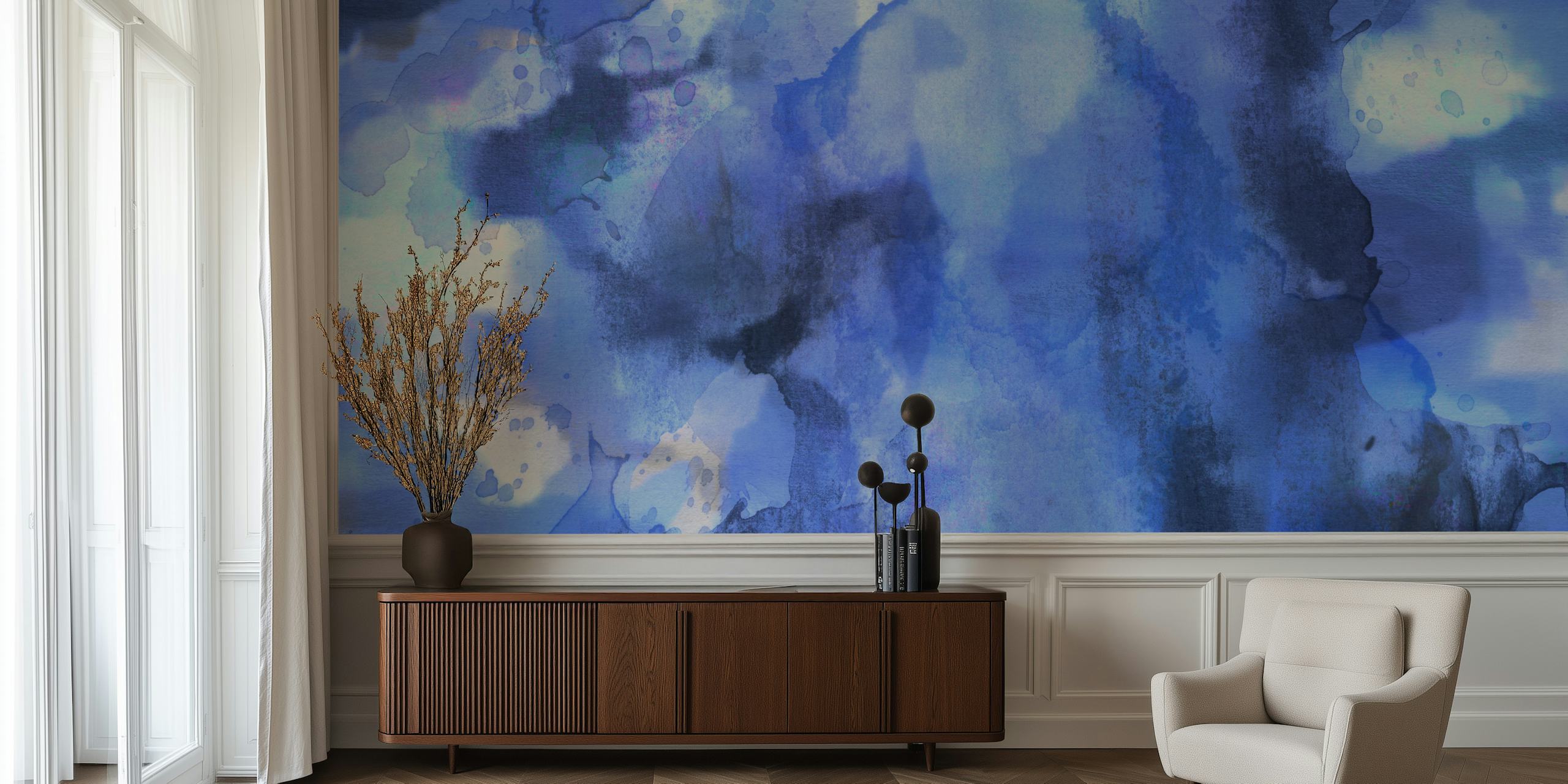 Cosmic Indigo Dream wallpaper displayed in a room