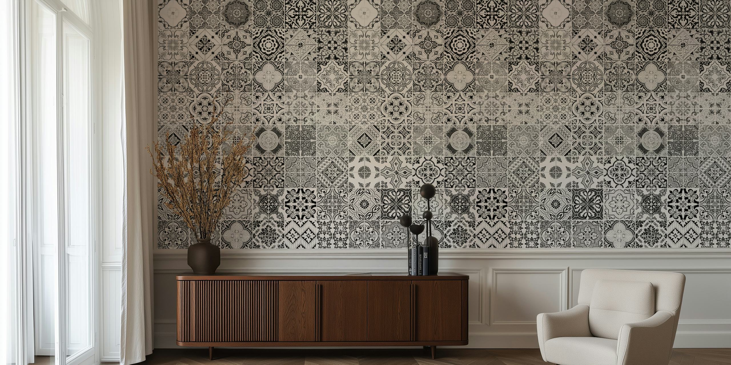 Papel de parede com padrão geométrico inspirado em Marrakech