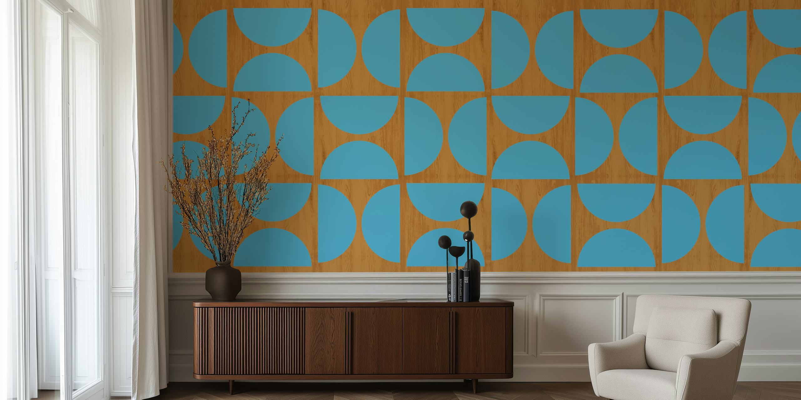 Mid-Century Wood wallpaper in a room