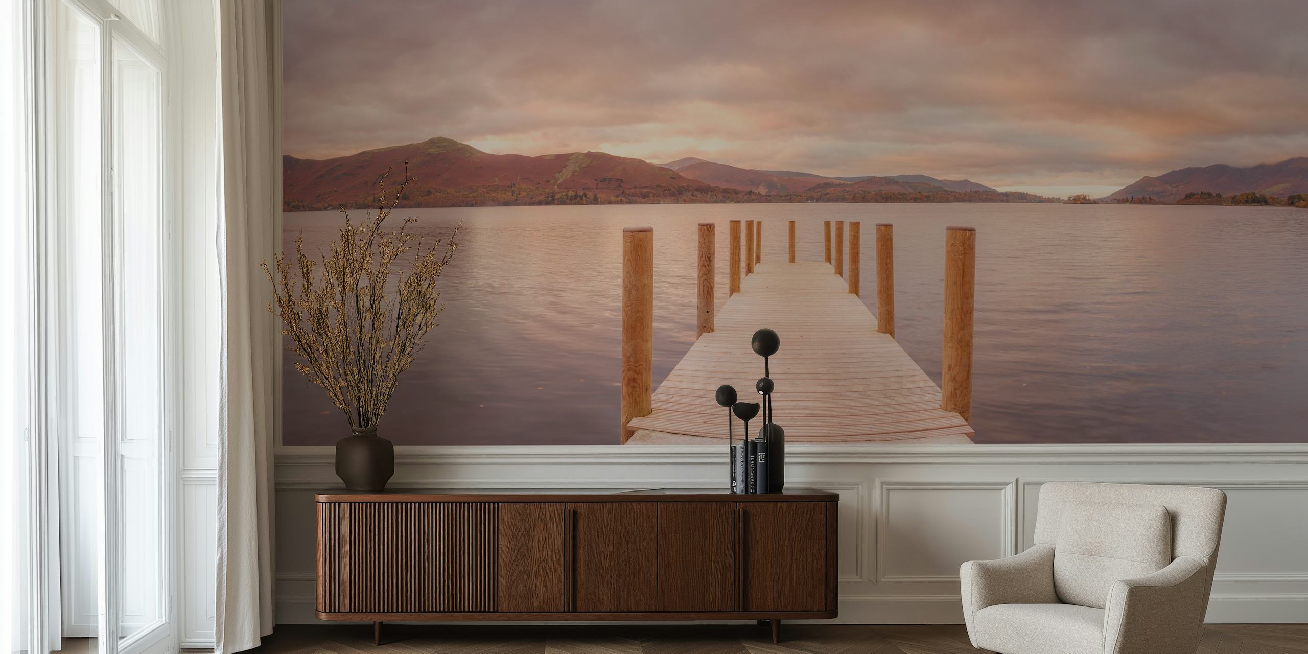 Nature-inspired wallpaper in a room