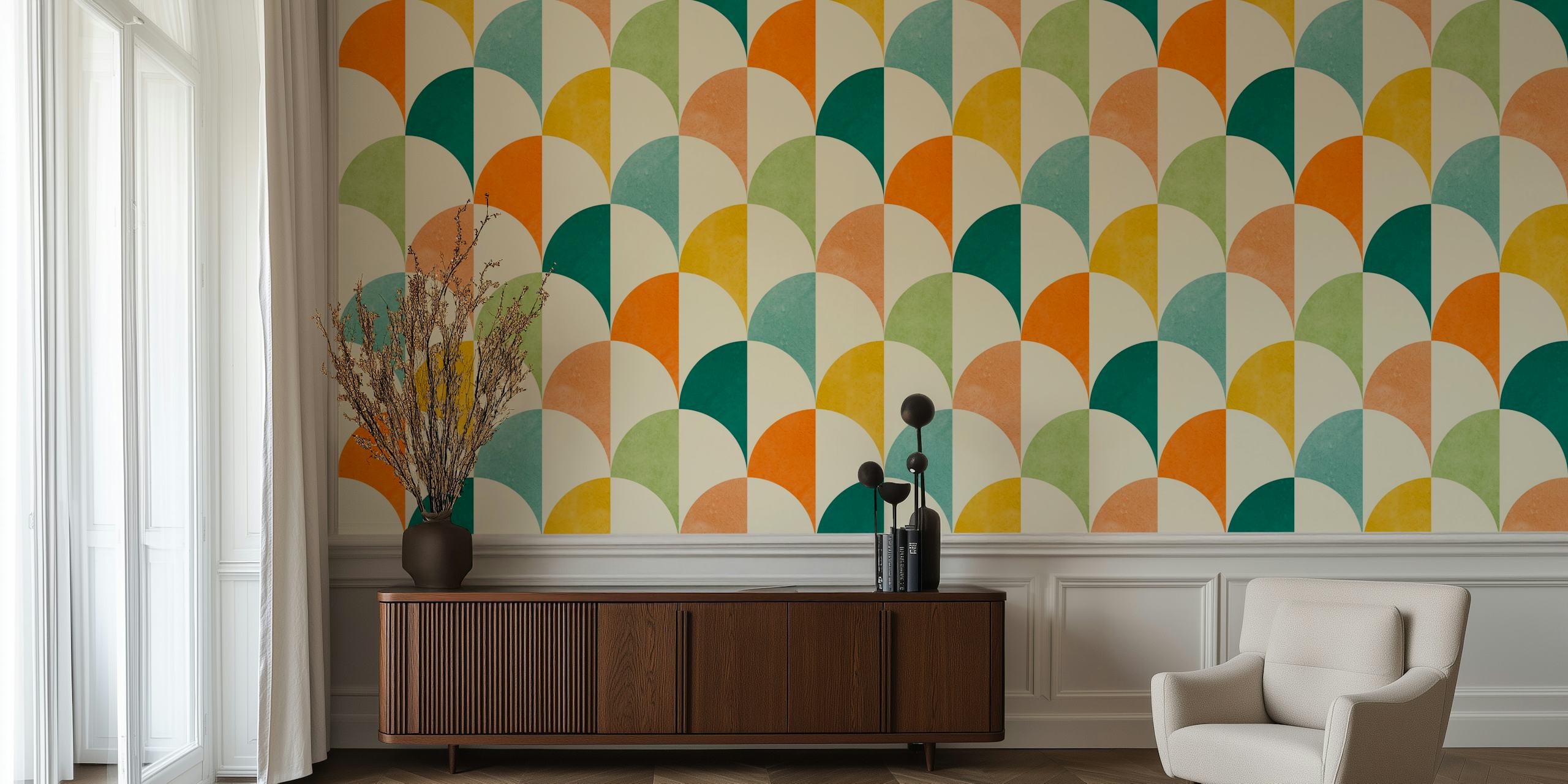 Diseño de papel pintado colorido lines and circles