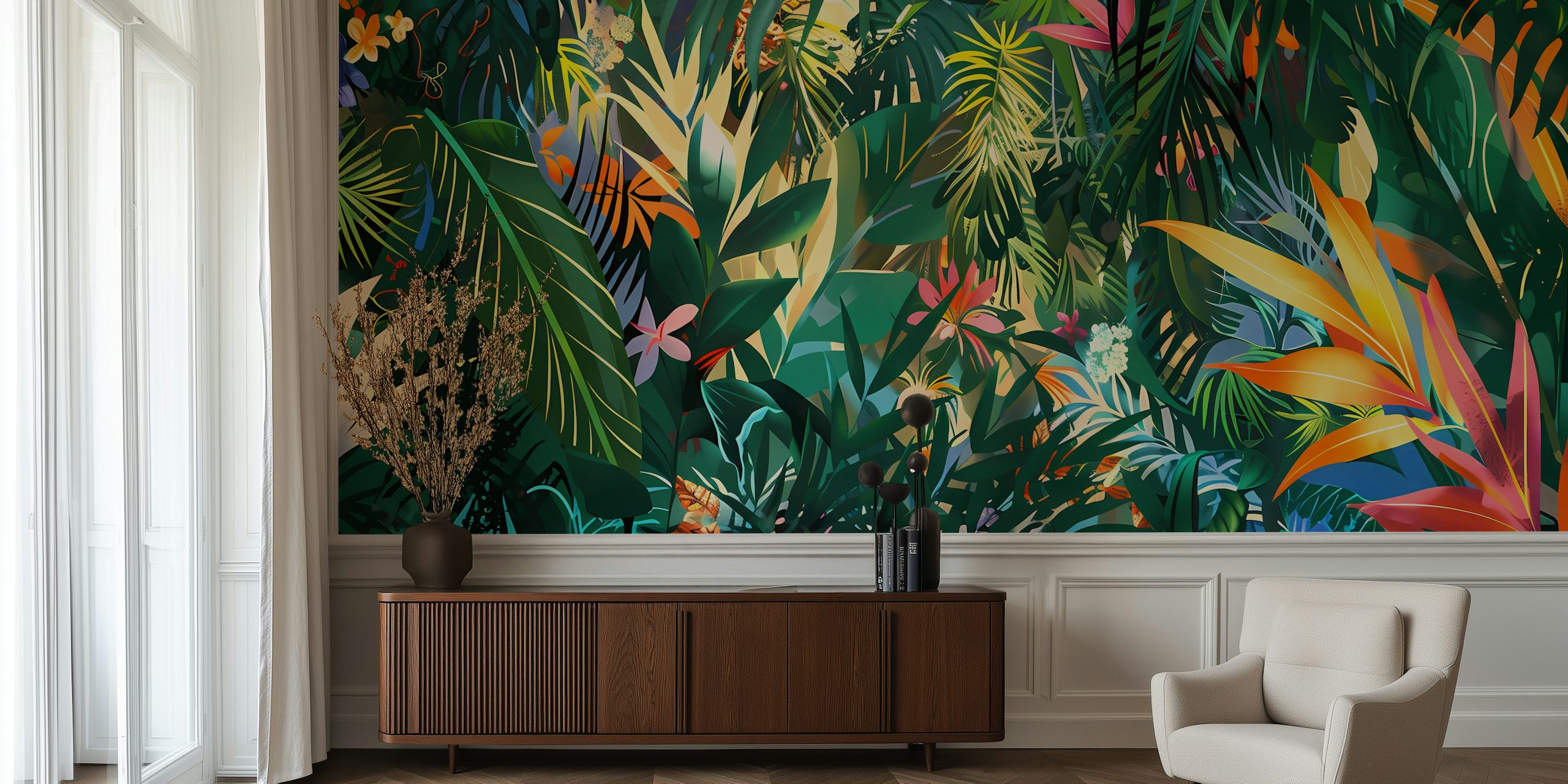 Tropical Forest 2 wallpaper design in a room