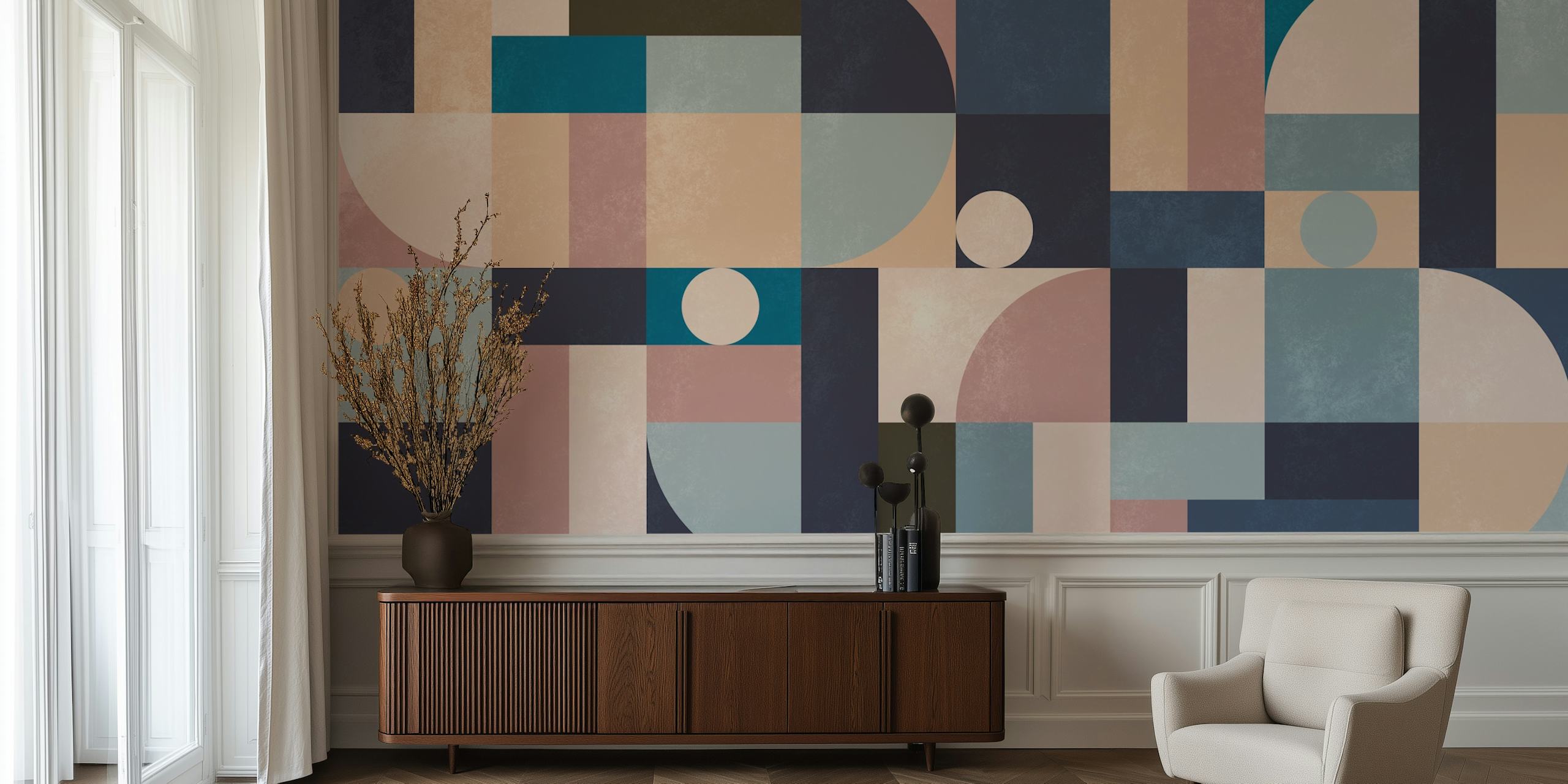 Mid-century Bauhaus inspirerad tapetdesign