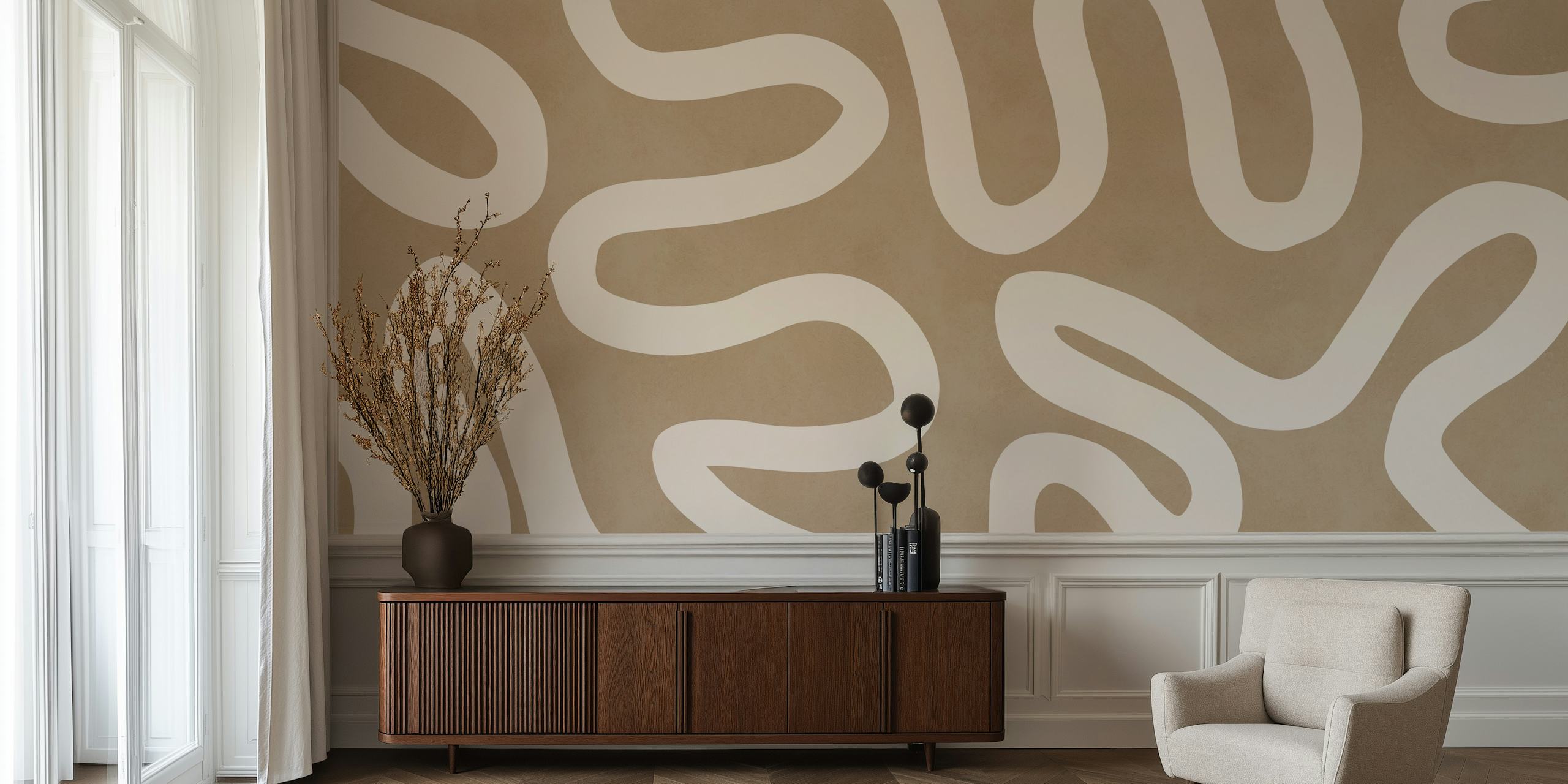 Papel de parede com Lines on beige background