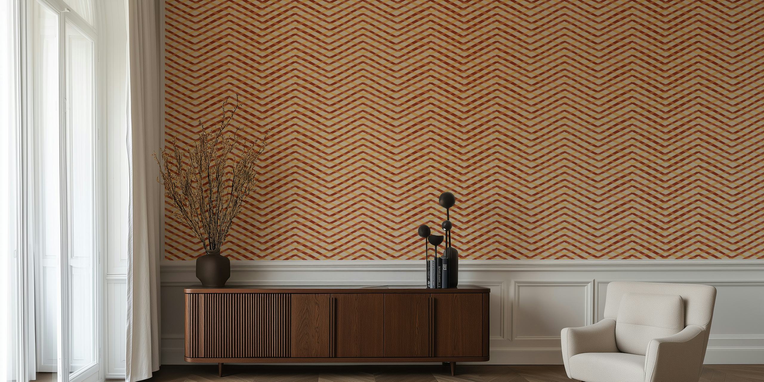 Grid Sunset behang in een kameropstelling