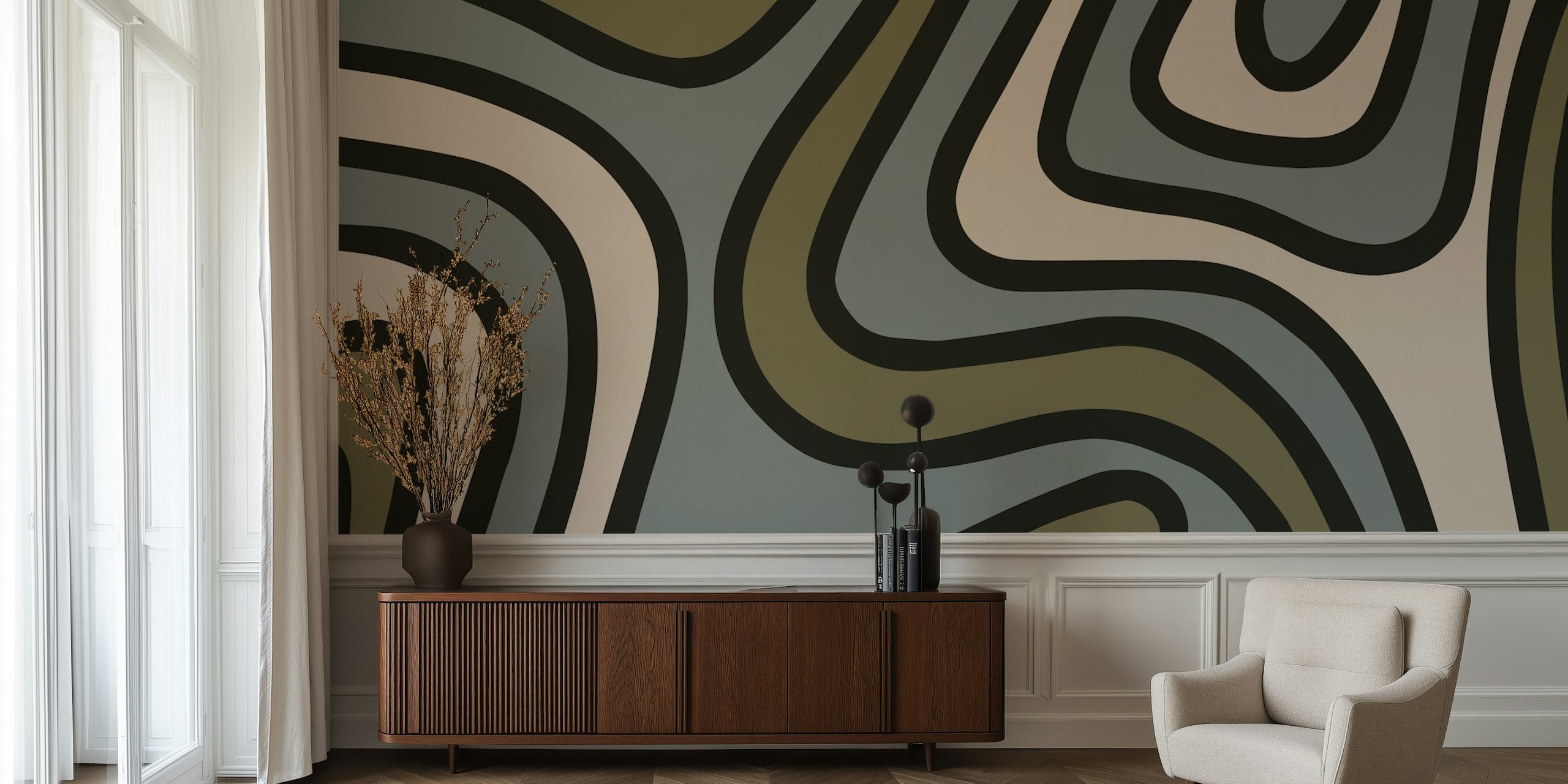 Skandinavisk map wallpaper i et rum