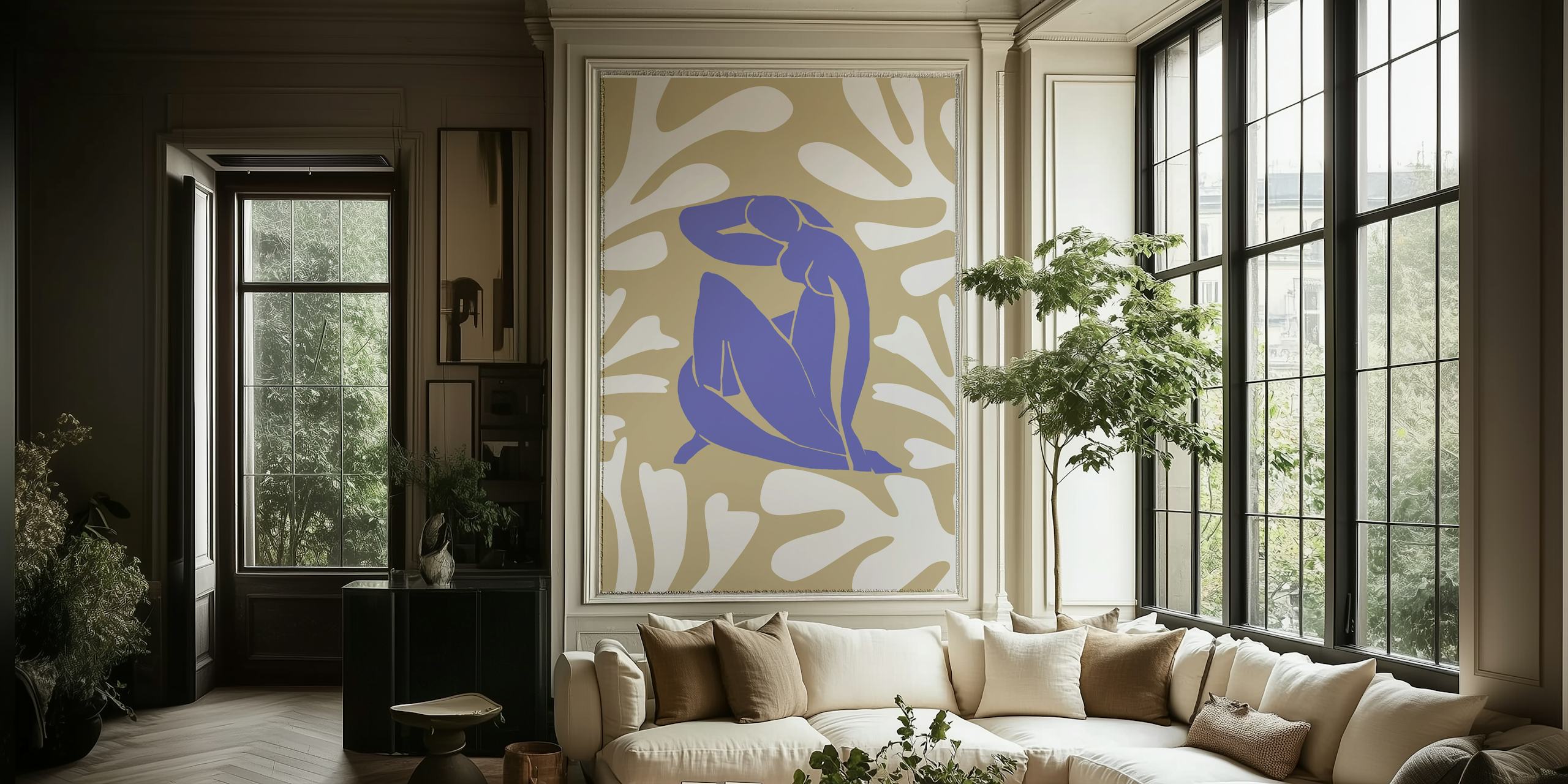 Matisse Inspired Beach Beige wallpaper in a room