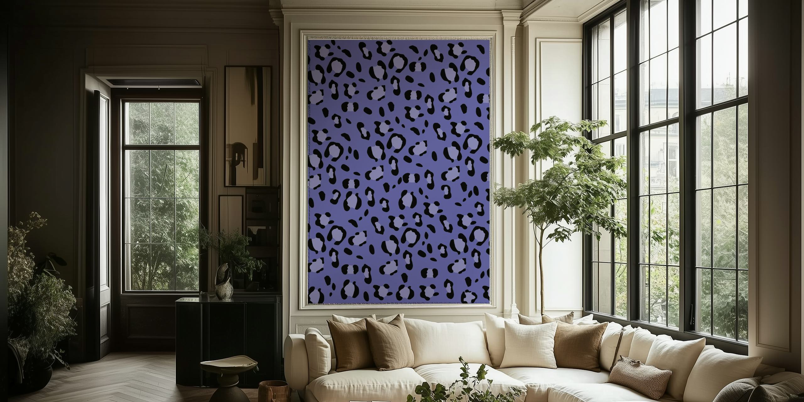Leopard animal print wallpaper in a room