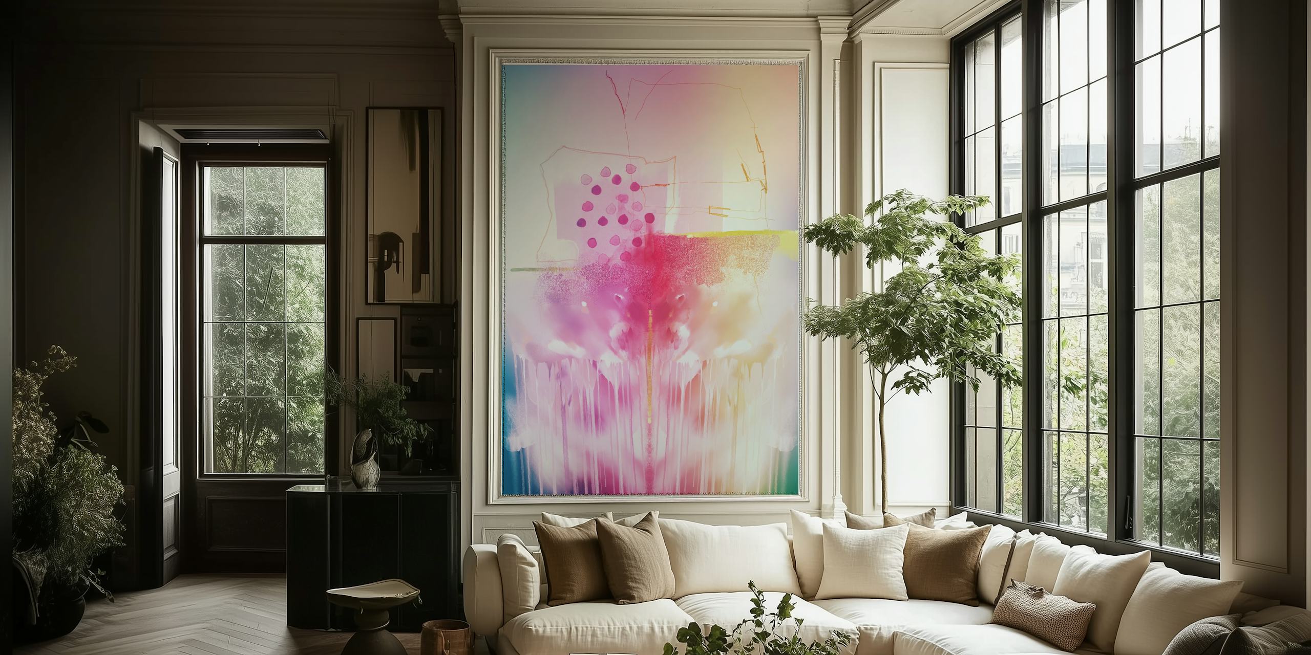 Klare farger smelter i Abstract Paint Drips design