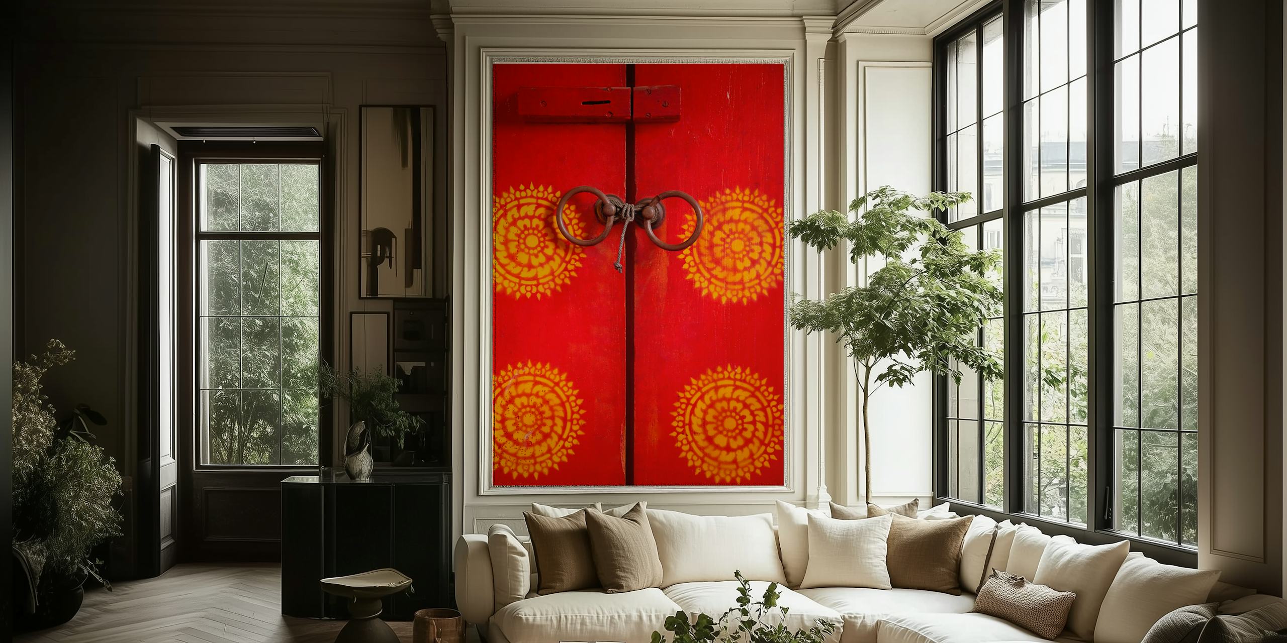 Σχεδίαση ταπετσαρίας Temple Door σε ένα δωμάτιο