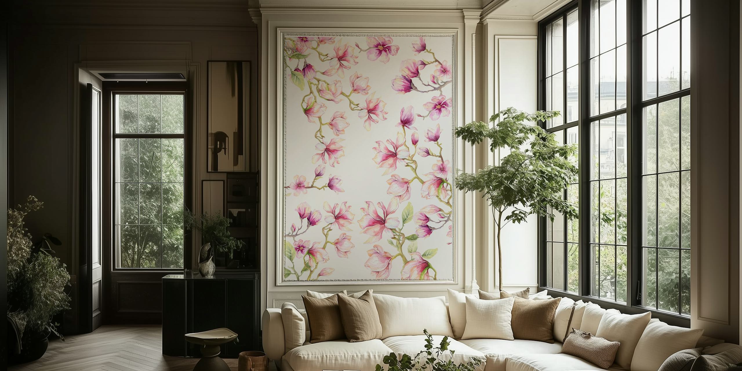 Tapeta Delicate Magnolia v pokoji