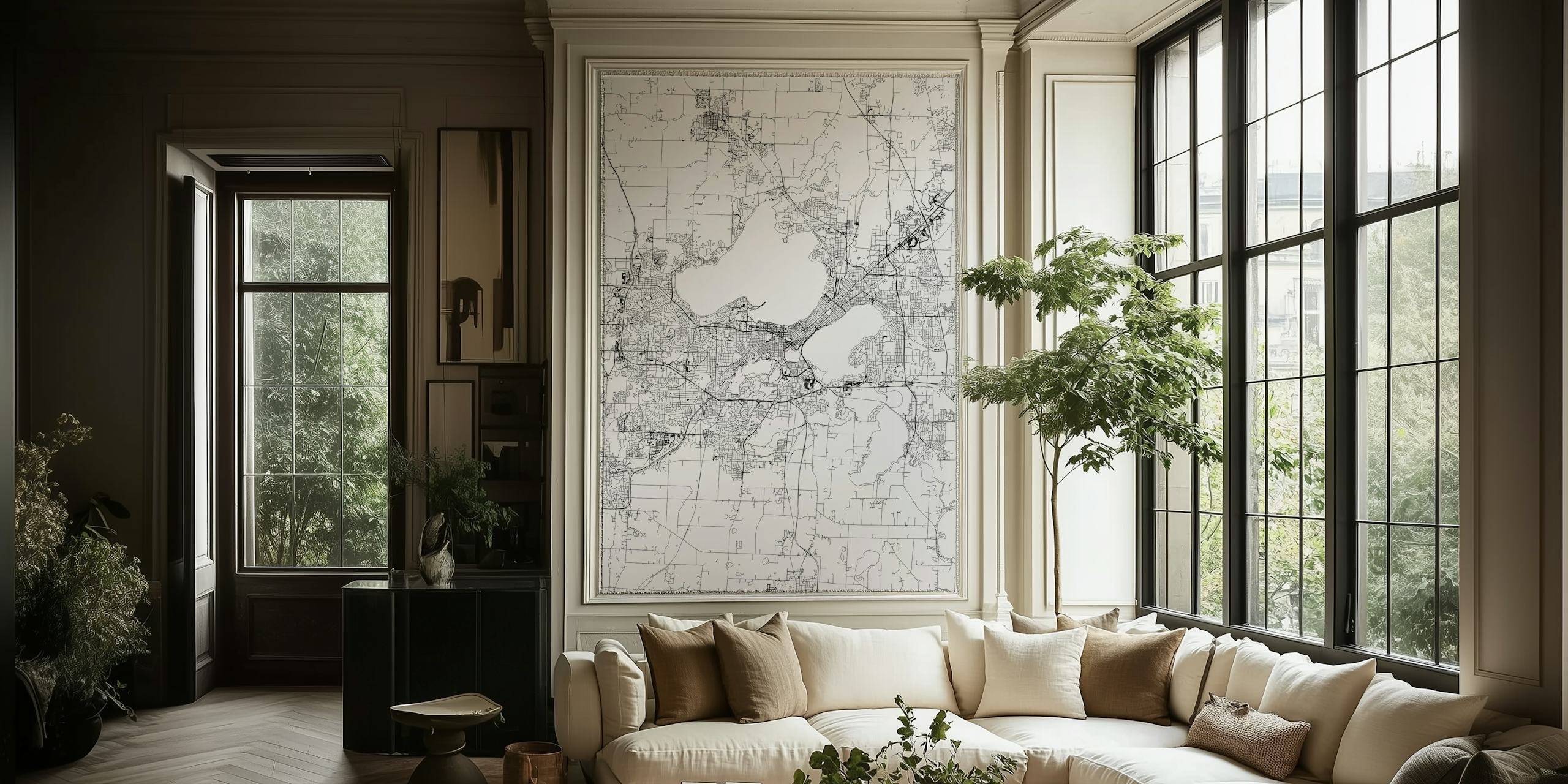 Madison Map Portrait Tapete in einem Raum angezeigt