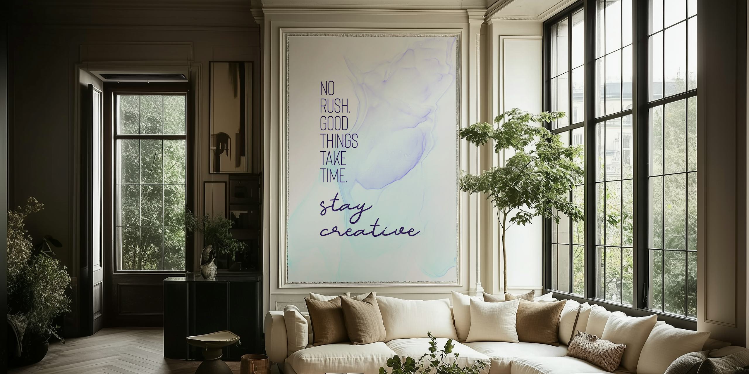 Floating colors wallpaper in a room