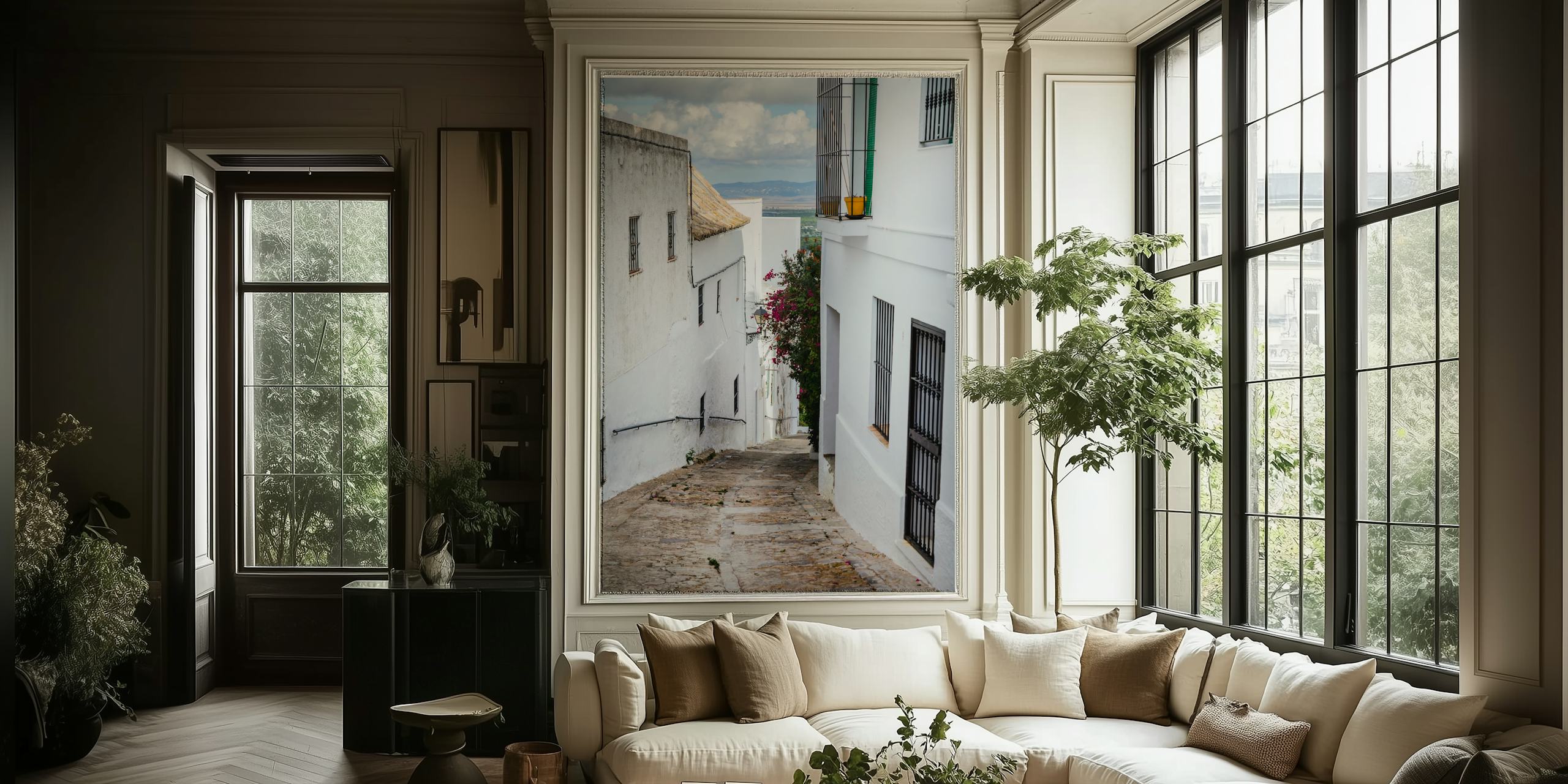 Ταπετσαρία Andalusia White Village σε ένα δωμάτιο