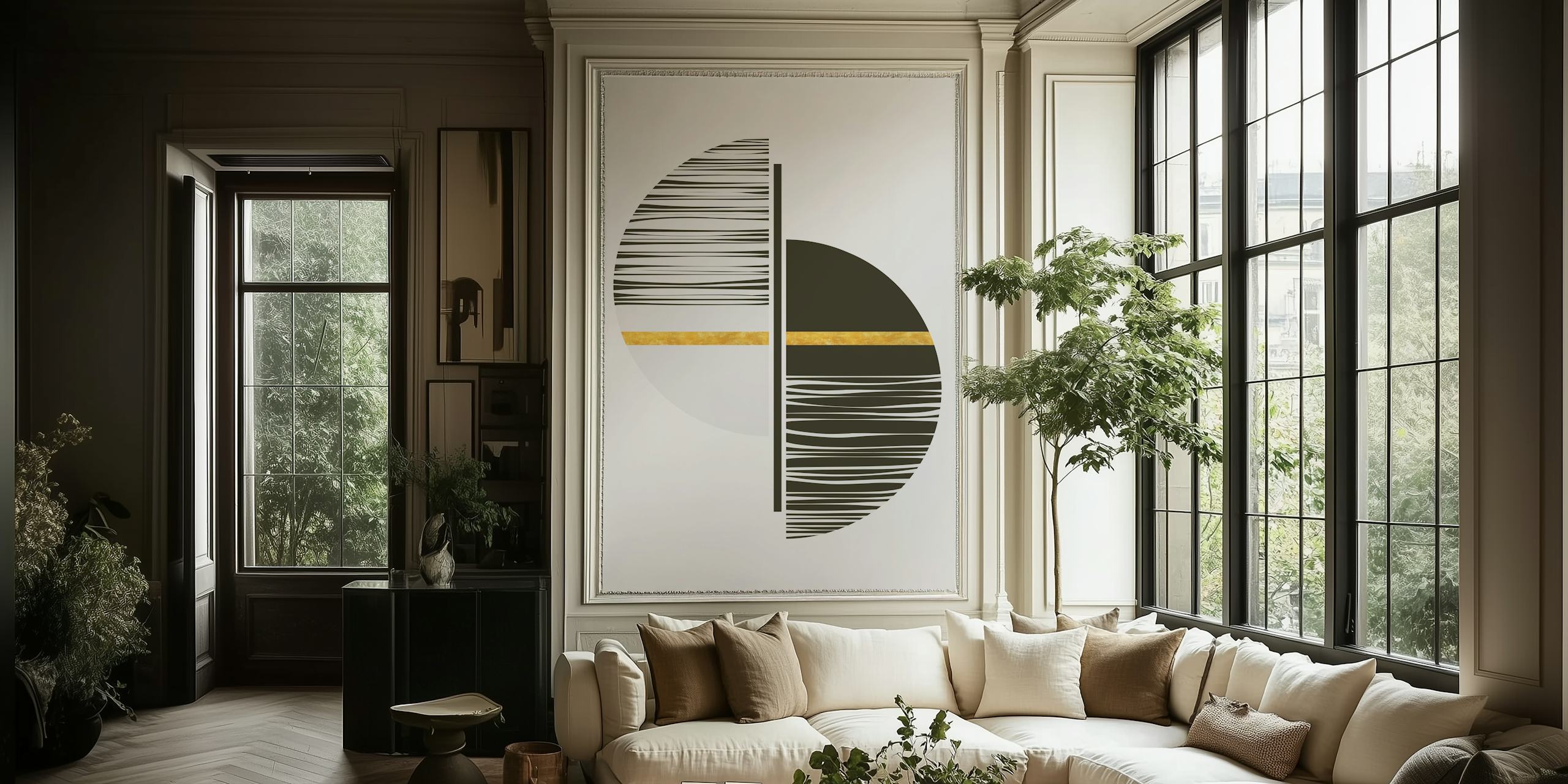 Abstract wallpaper design in a modern setting