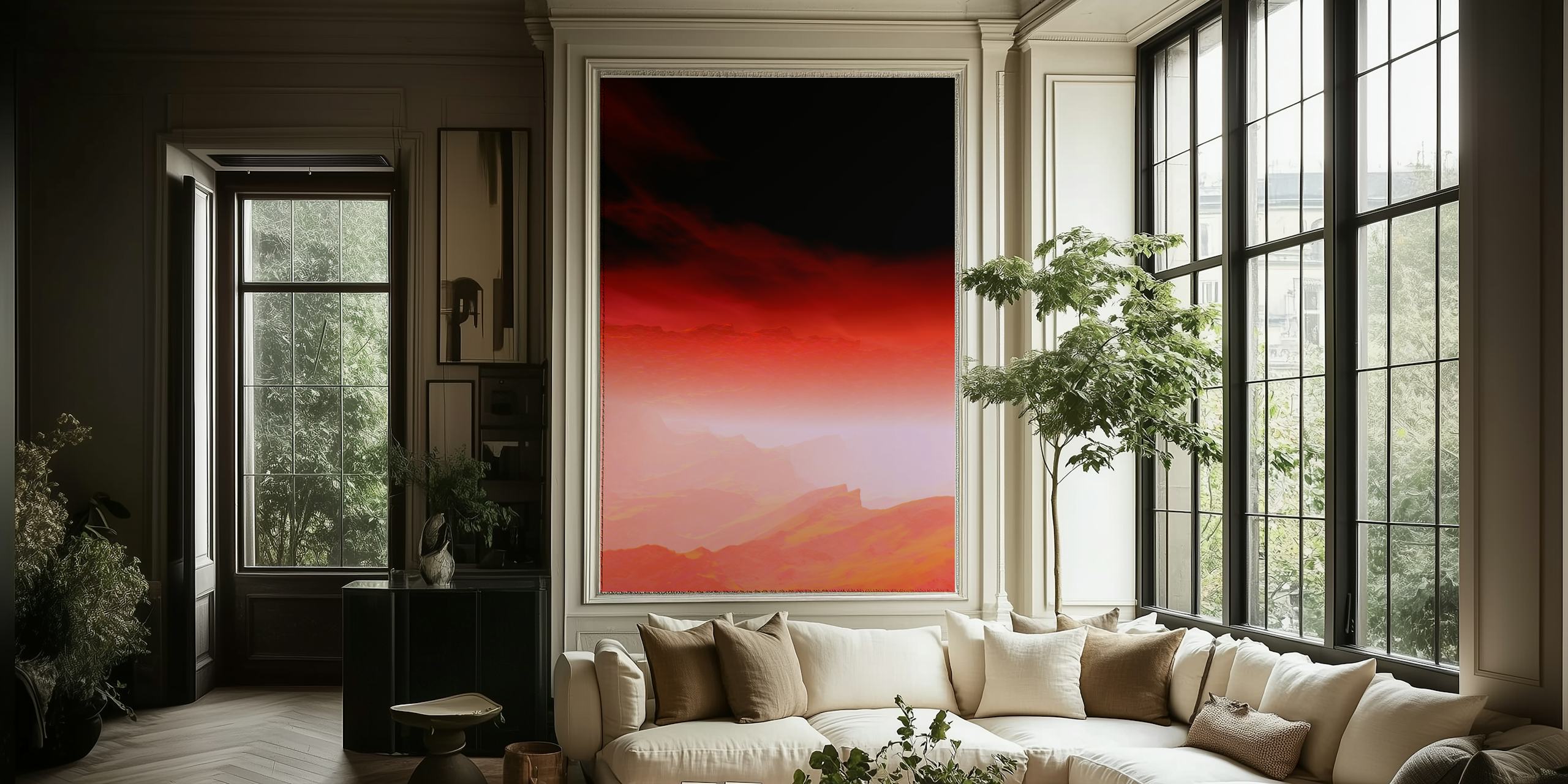 Tapeta Red Sky v stylovém pokoji