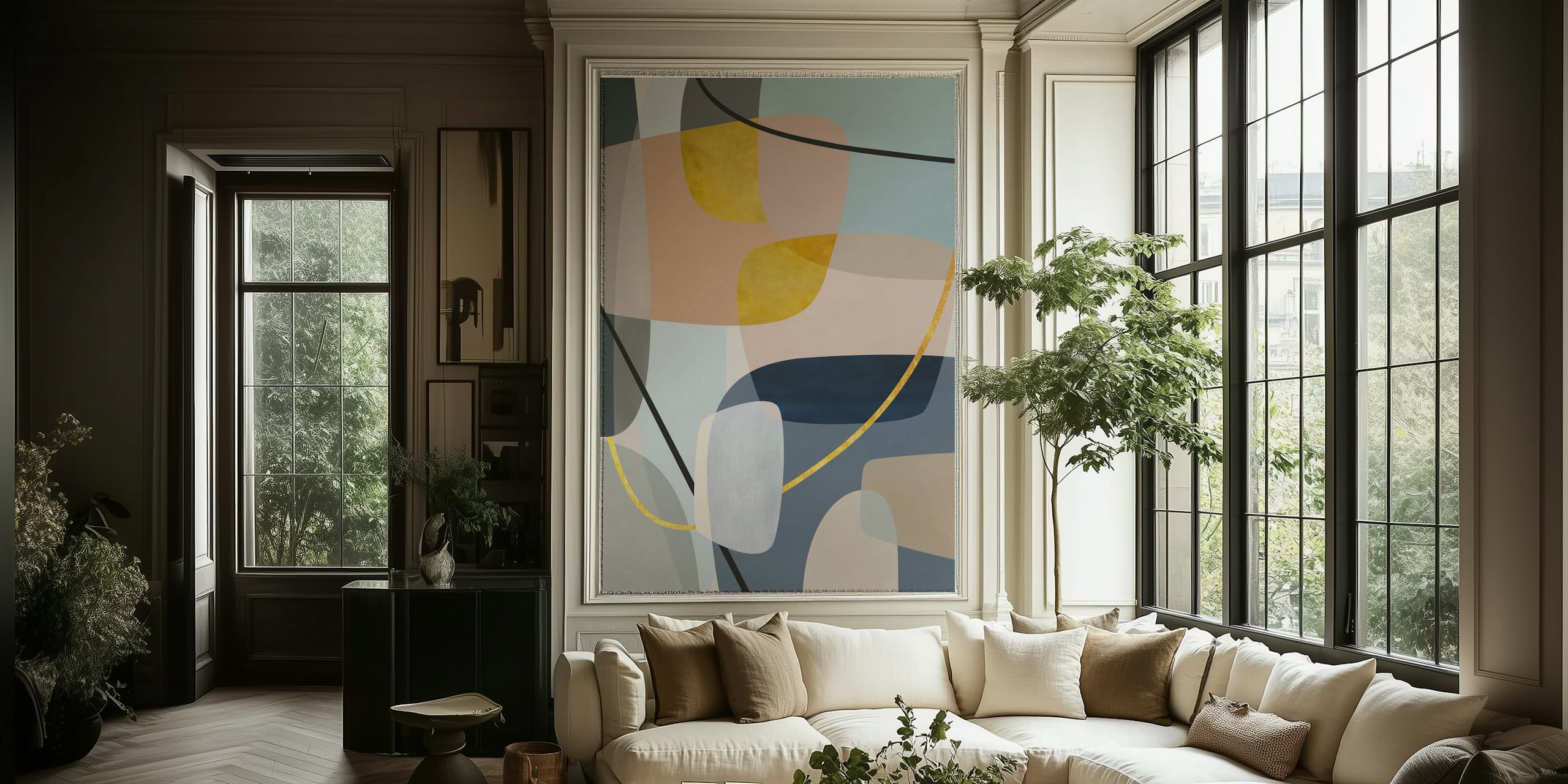 Abstract wallpaper in a stylish room