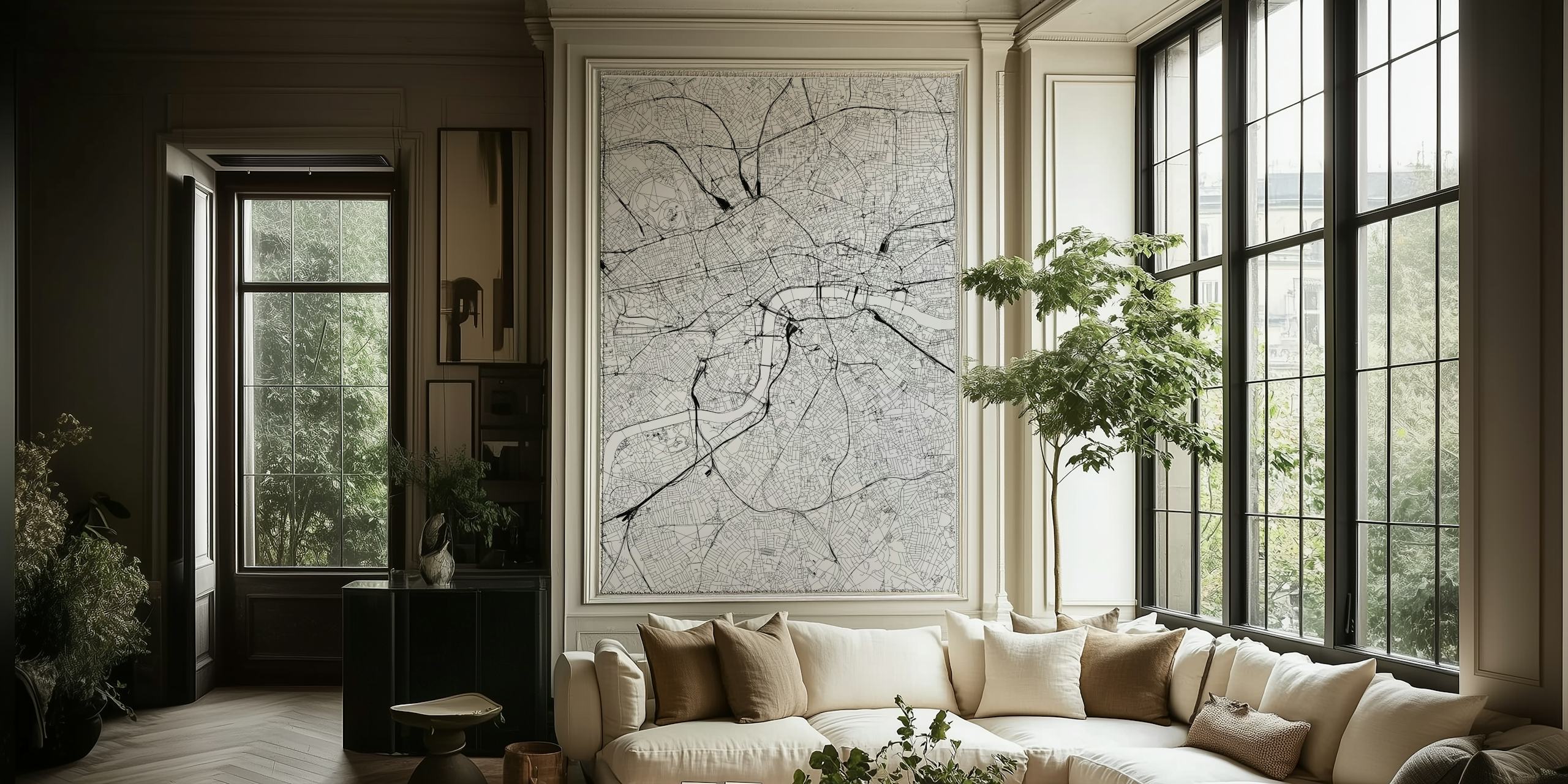 Black and white city map design wallpaper