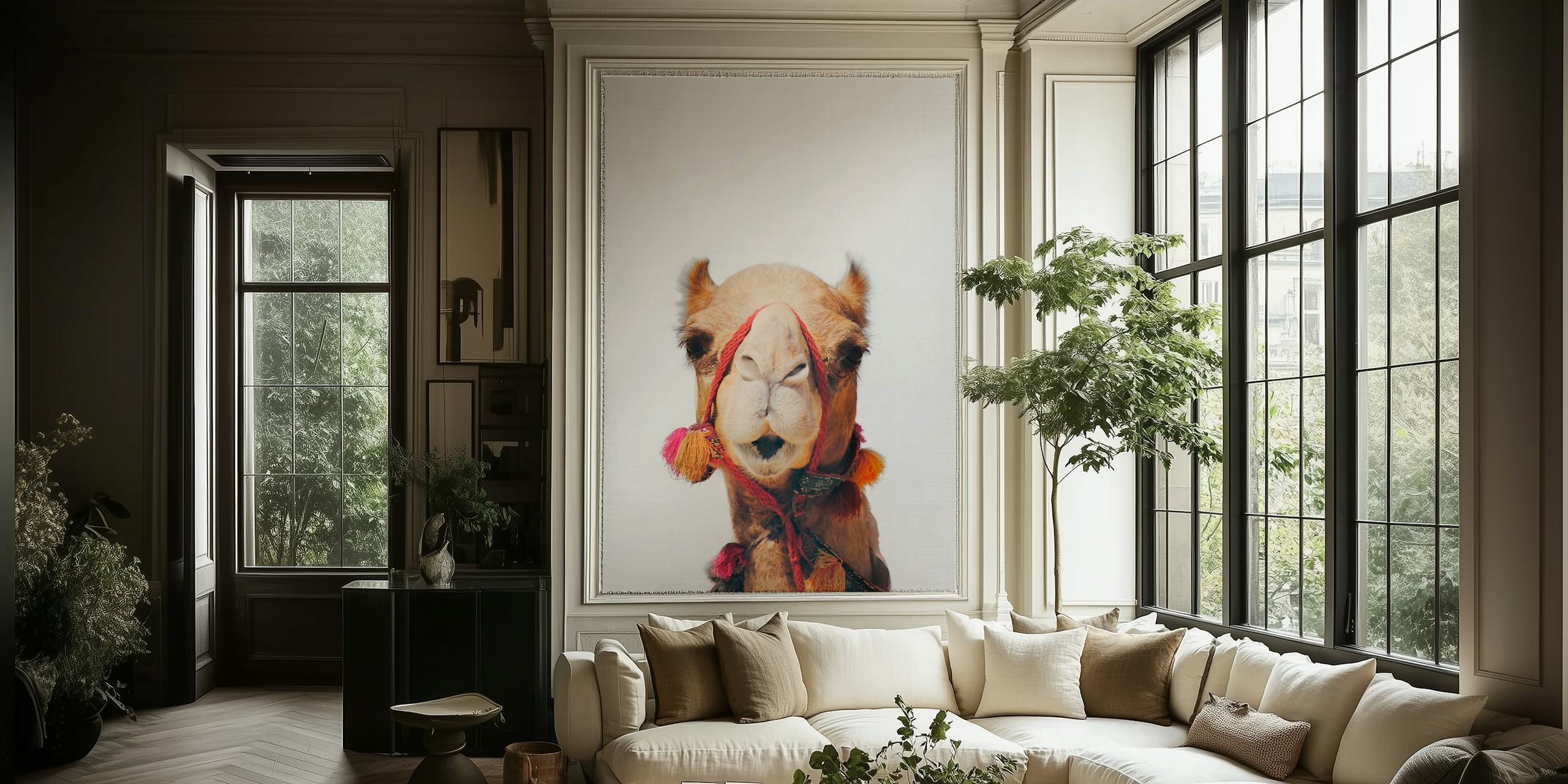 Camel wallpaper in a stylish room