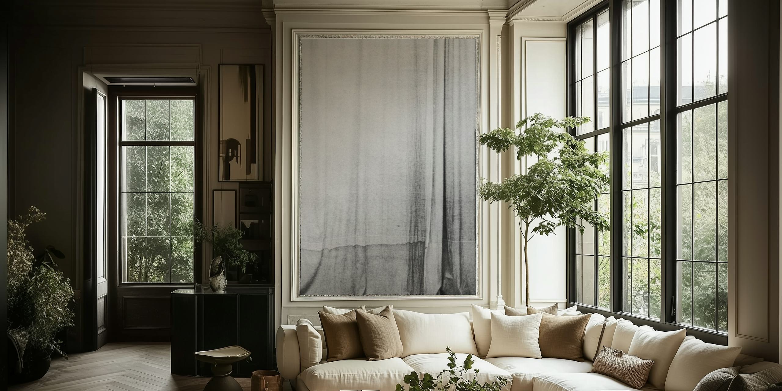Papier peint élégant curtain exposé dans une pièce