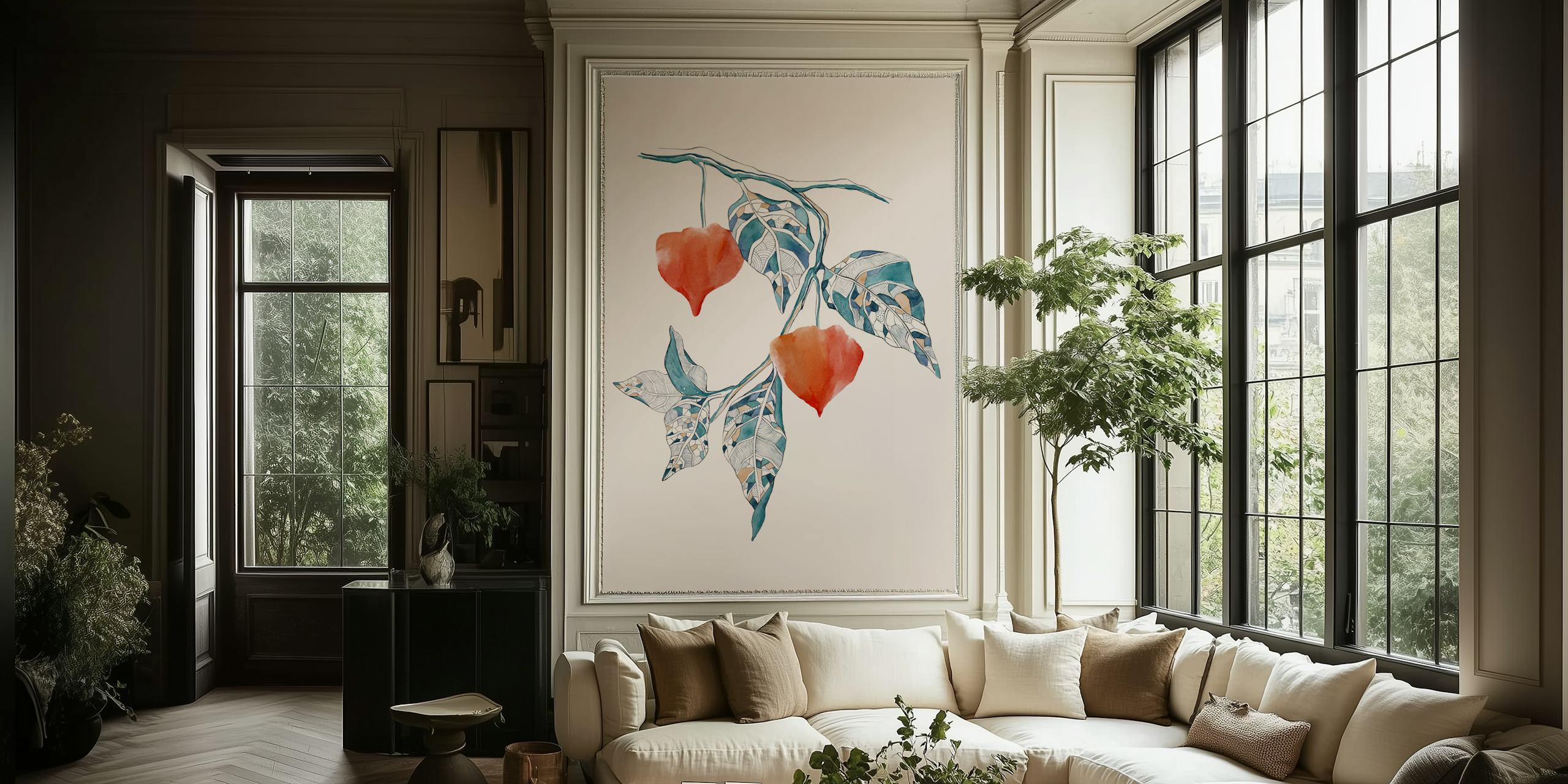 Tapeta Serene Physalis w aranżacji pokoju