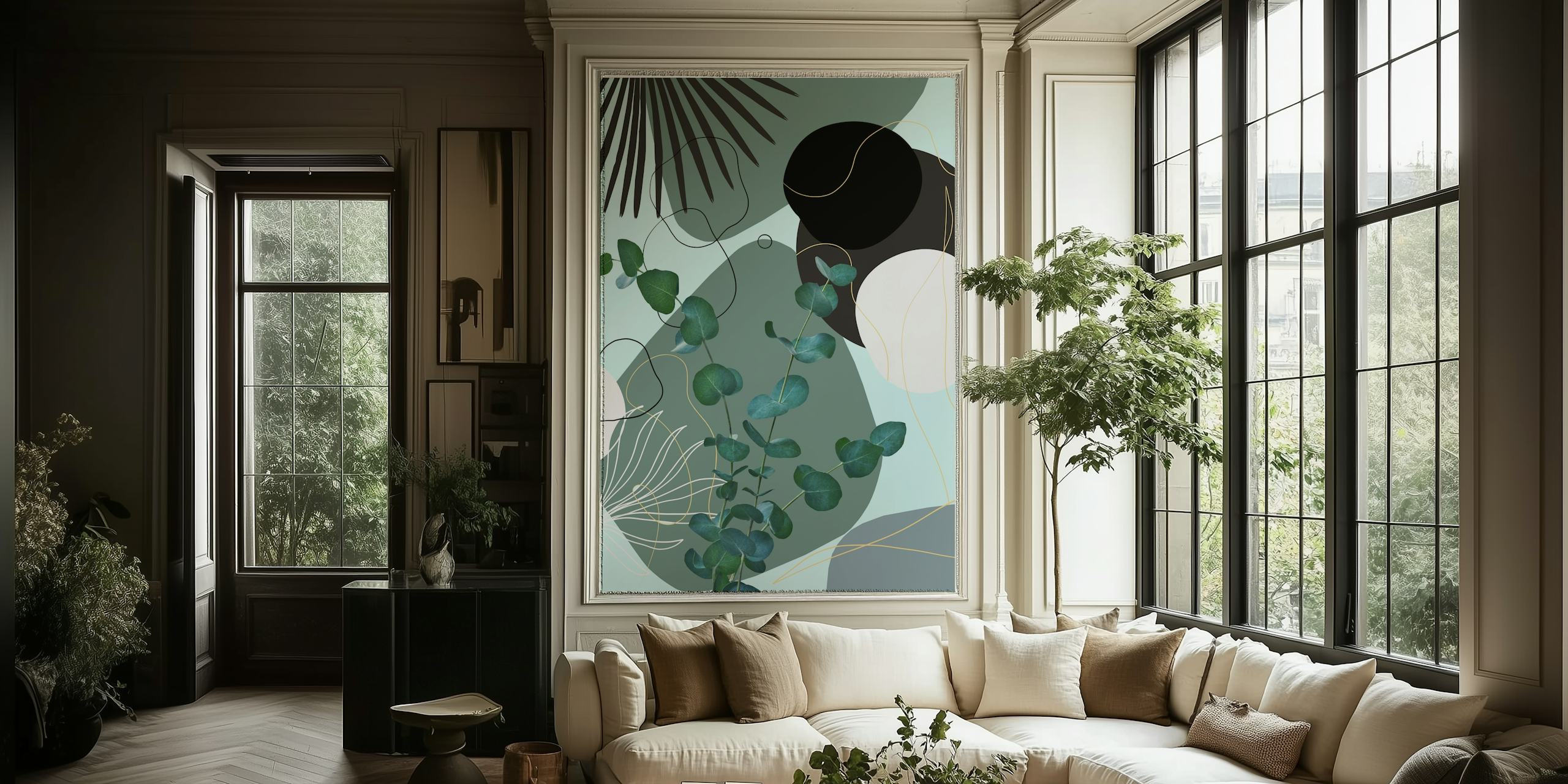 Eucalyptus Fan Palm Finesse 2 wallpaper in a room