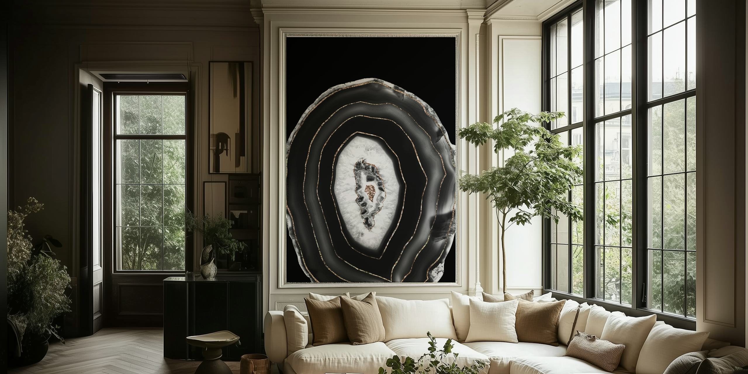 Gray Black White Agate 5 wallpaper in a room