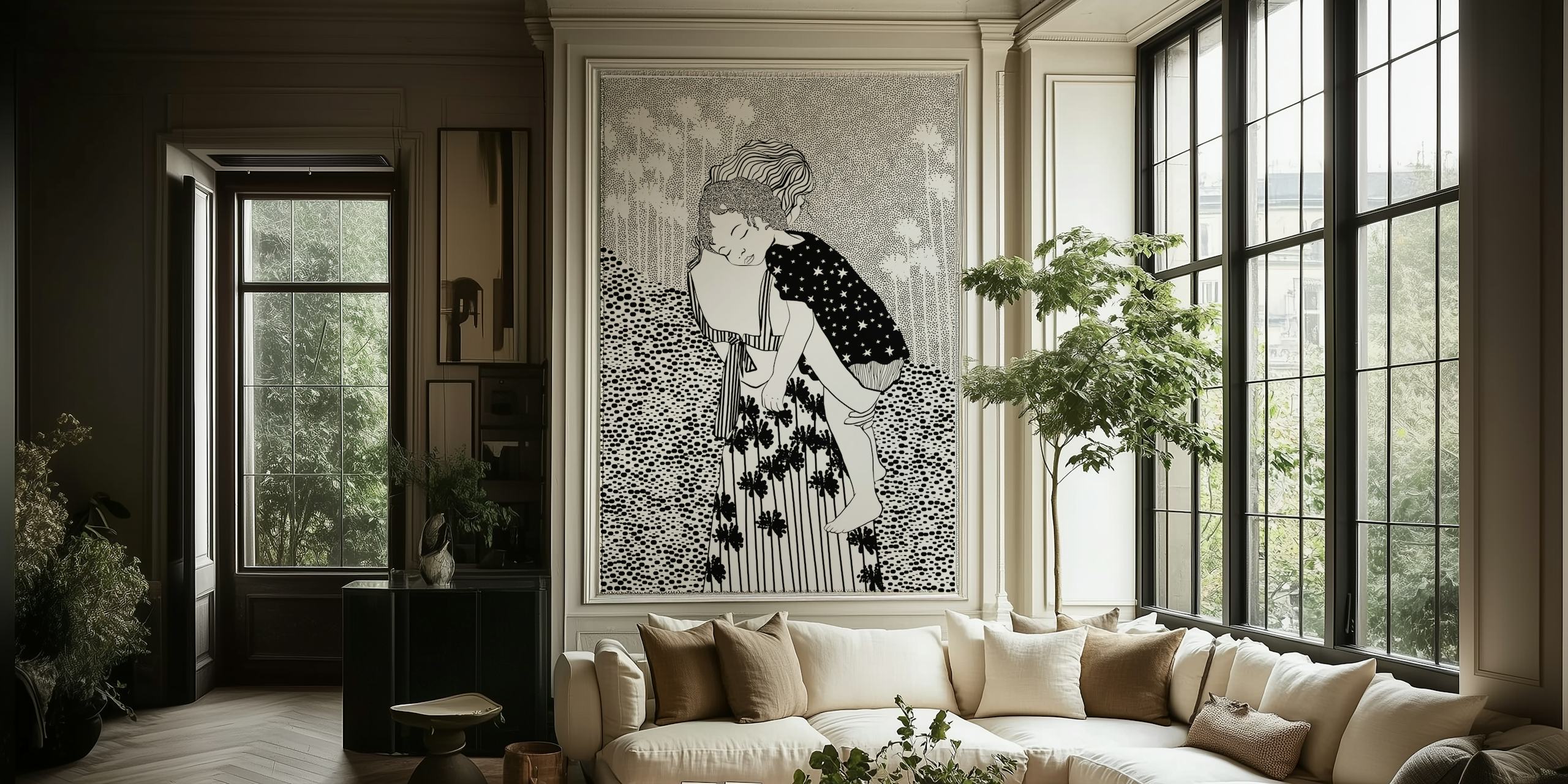 Ταπετσαρία Motherly Hues σε ένα ζεστό δωμάτιο