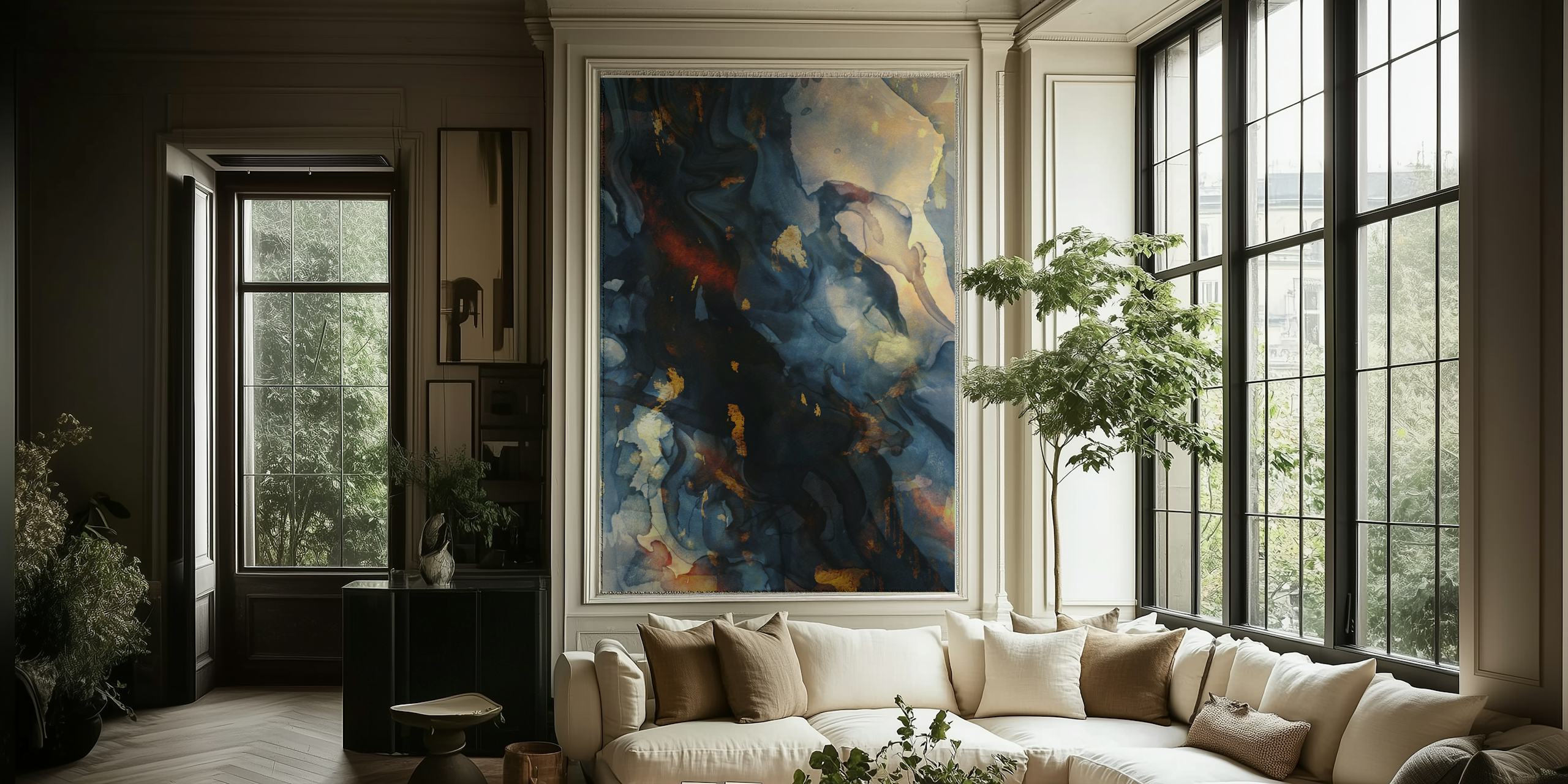 Tapeta Golden Midnight Abstraction u sobi