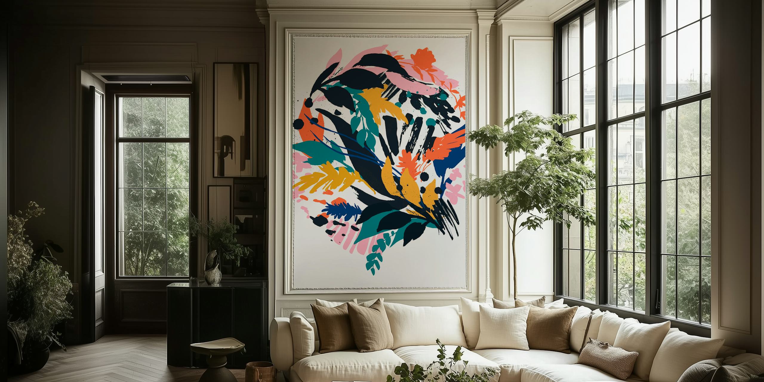 Modern Foliage Swirl tapet i et rum