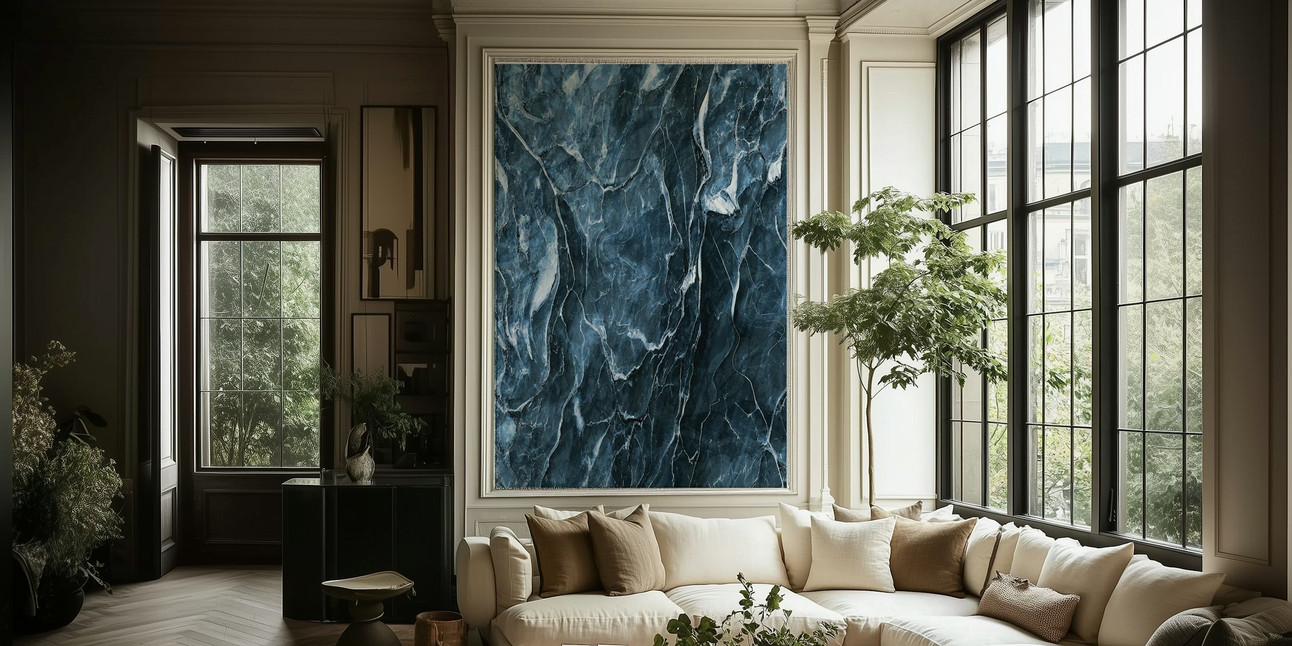 Carta da parati Midnight Marble Elegance in una stanza