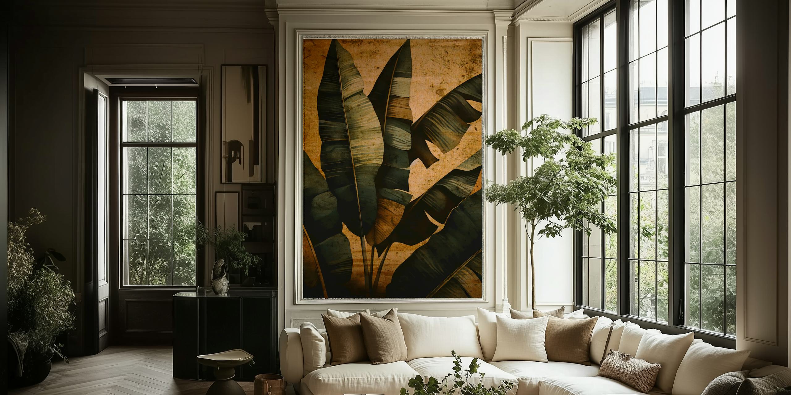 Earthy Foliage Art wallpaper i et rum