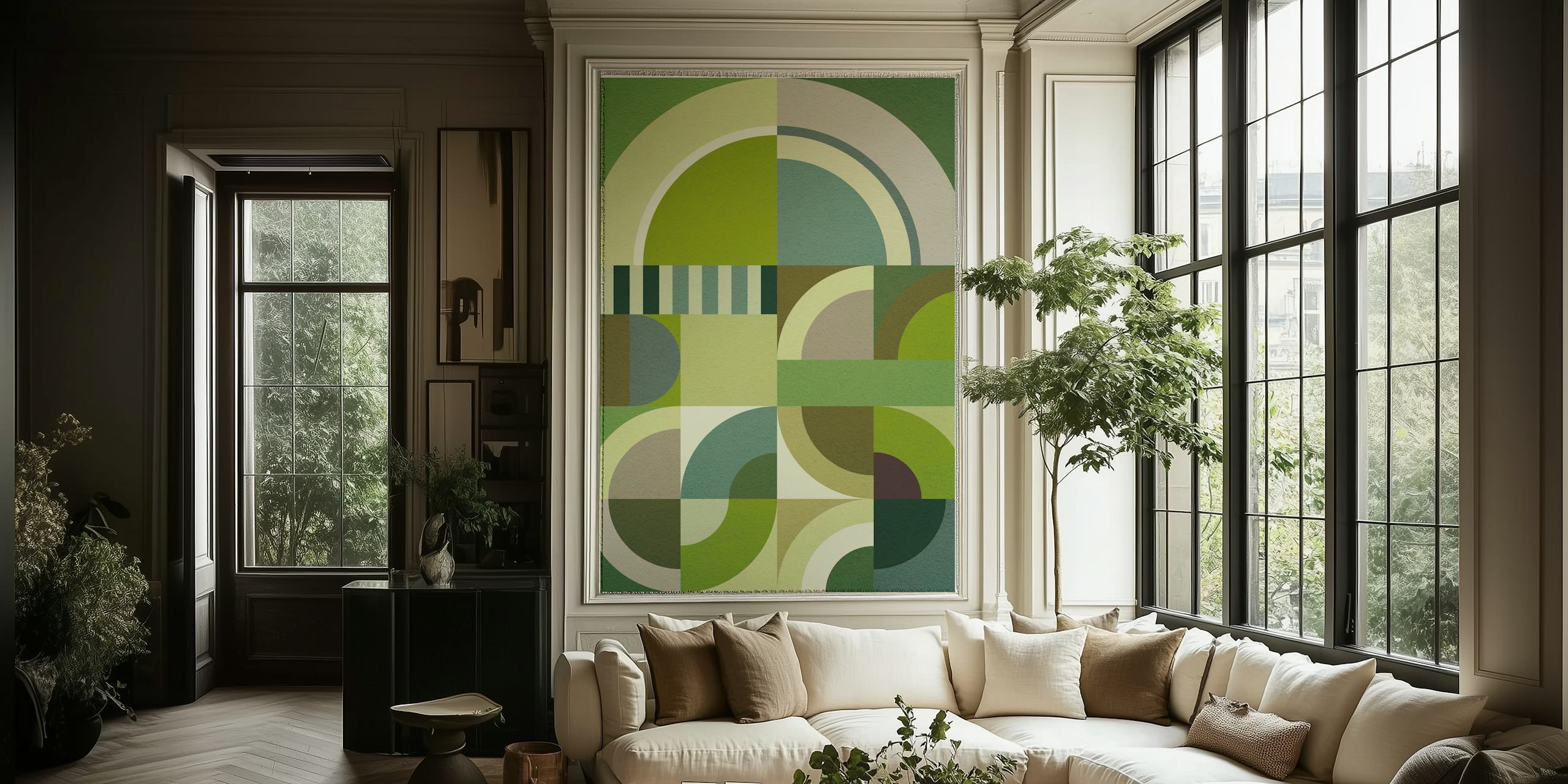 Bauhaus Geocircles Tapete in einem modernen Raum