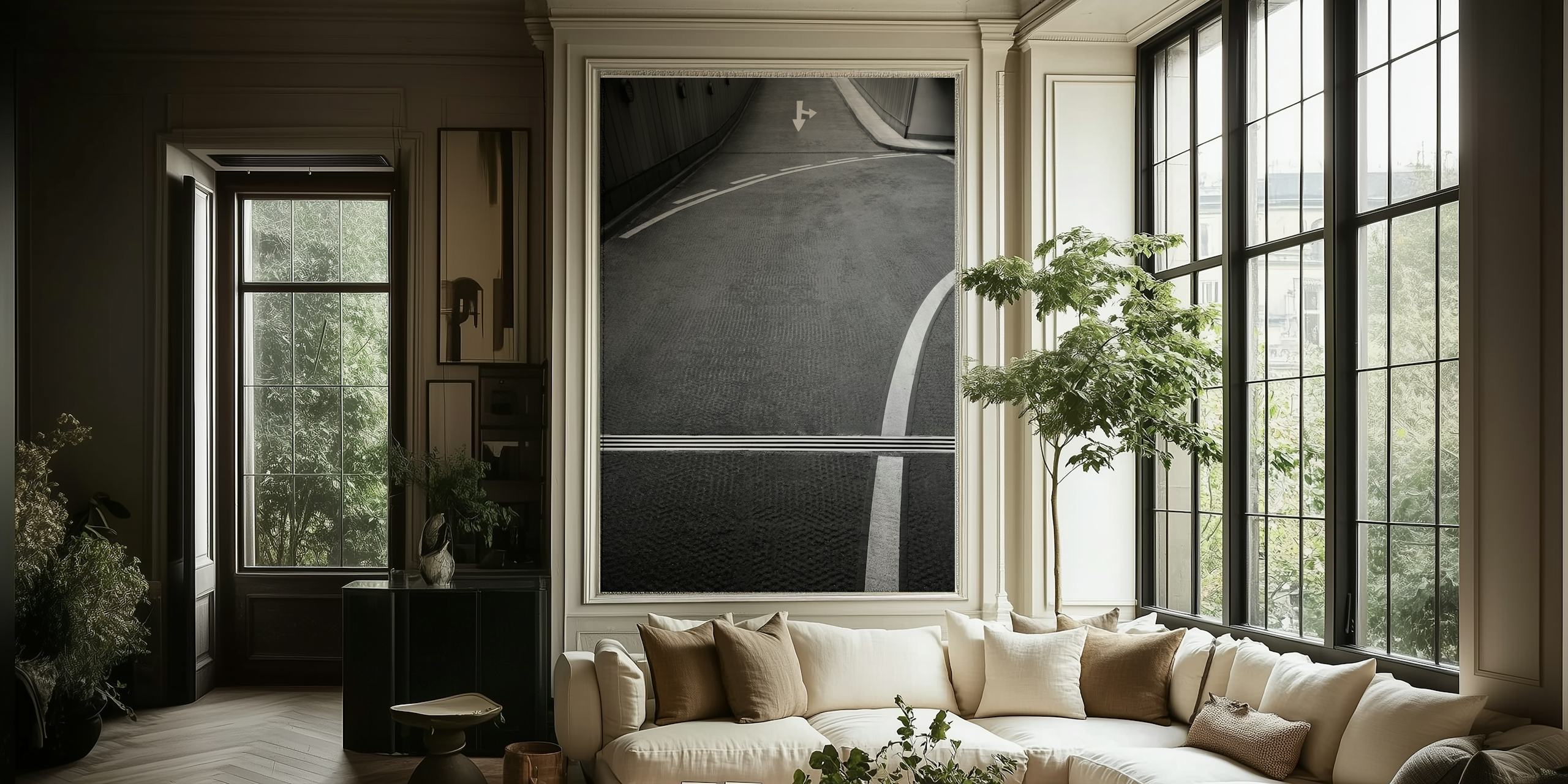 Geometric arrow pattern in black and white wallpaper