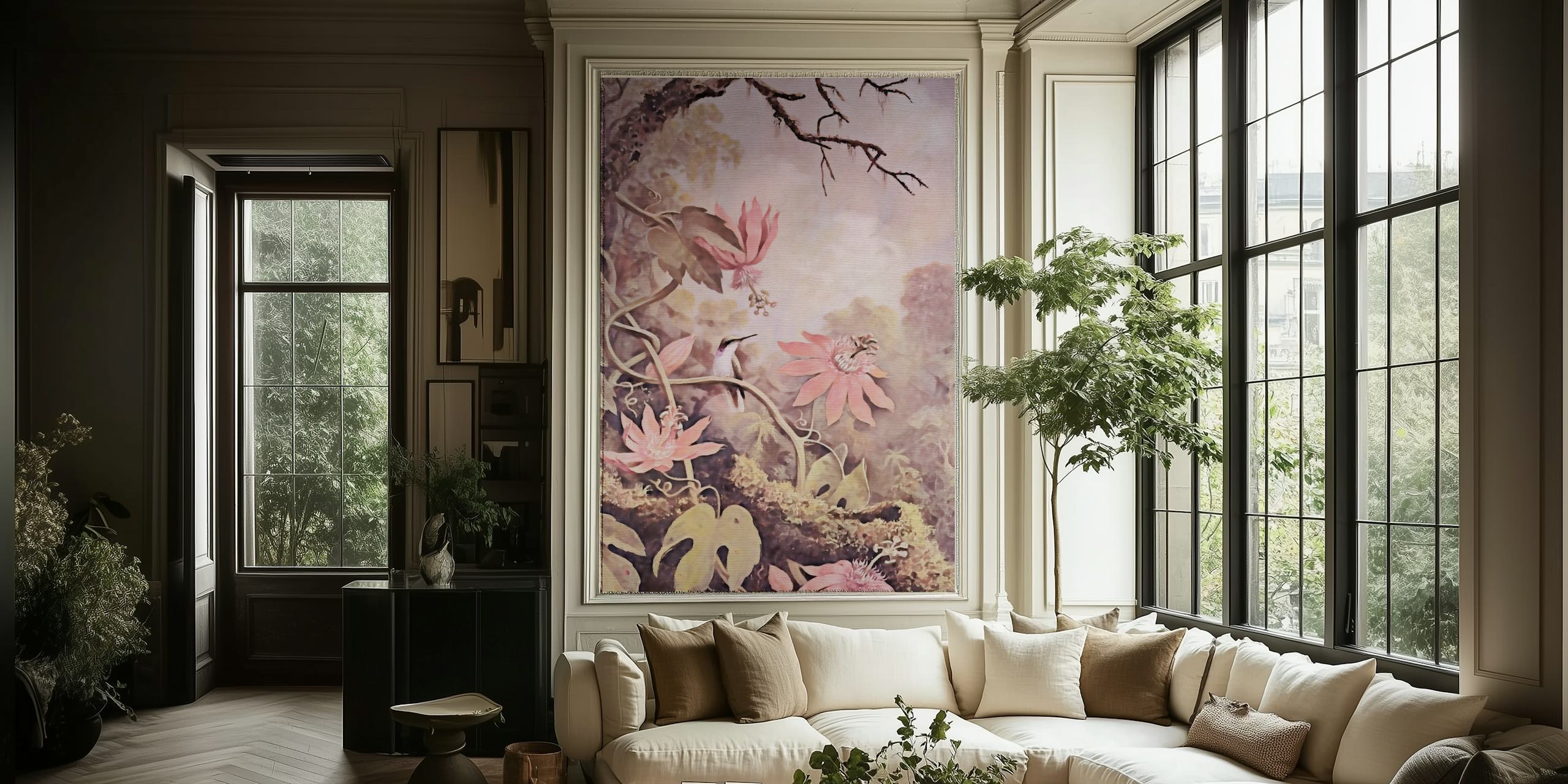 Pastel Botanic Bliss wallpaper design in a room