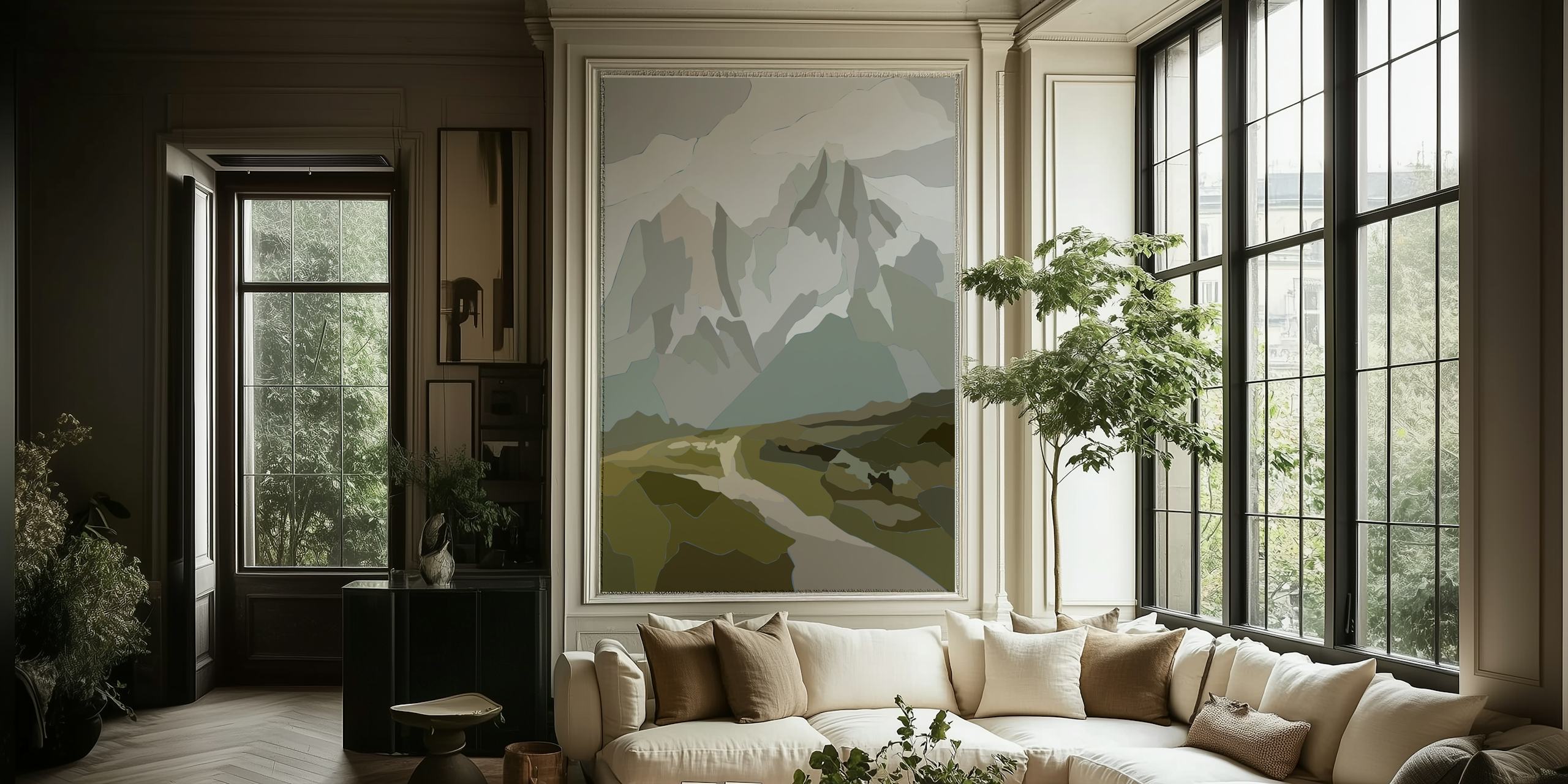 Minimalist Mountain View-tapet i ett rum