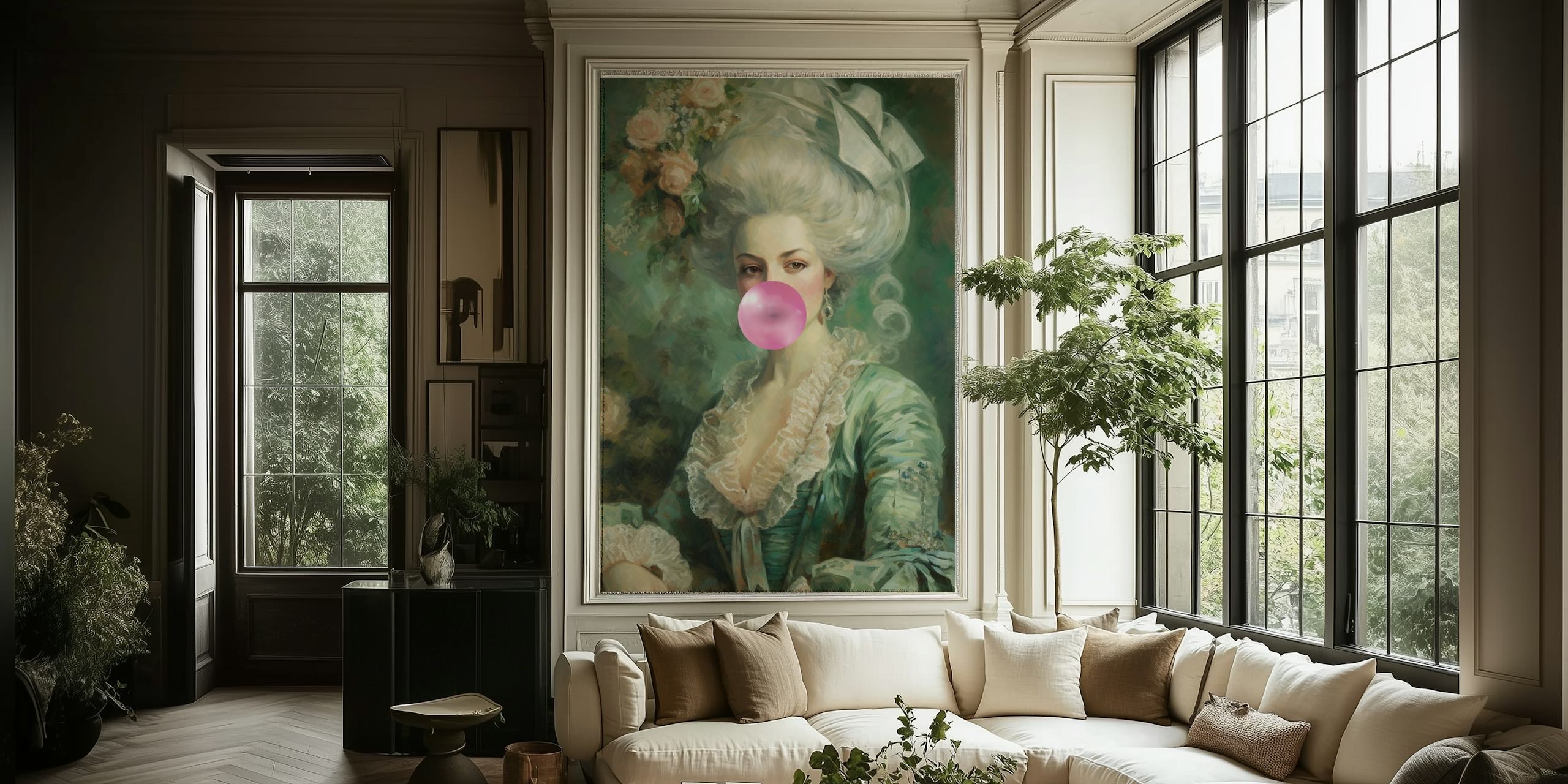 Marie Antoinette portrait wallpaper in a room