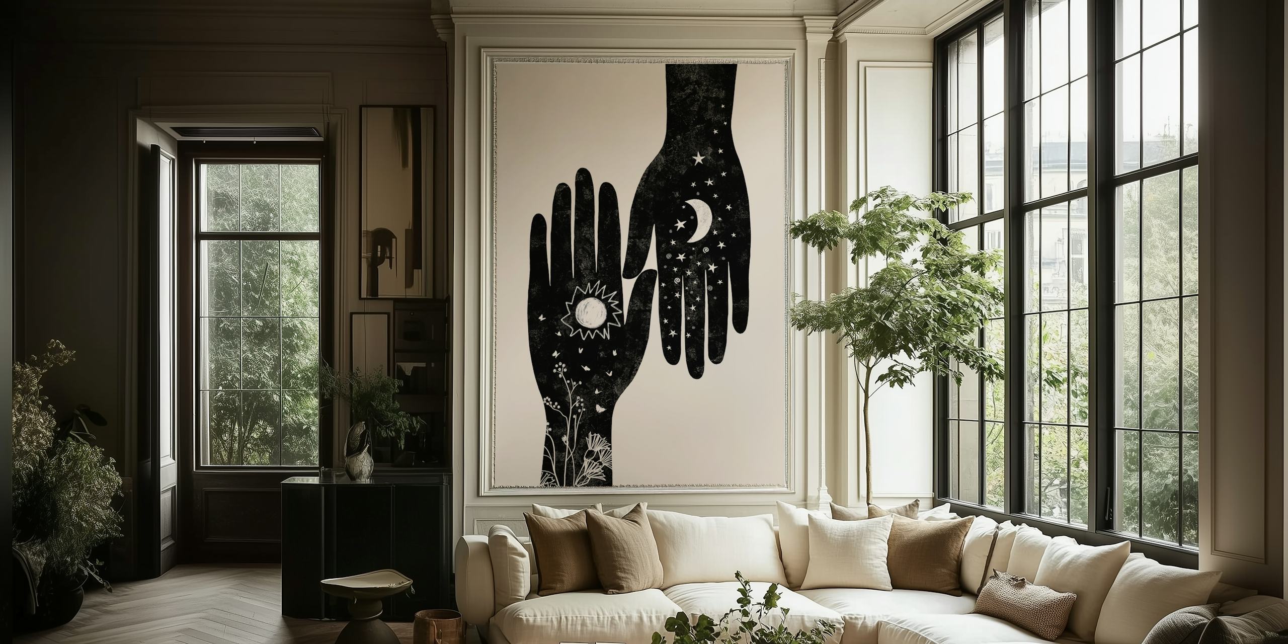 Projekt tapety Hamsa w pokoju