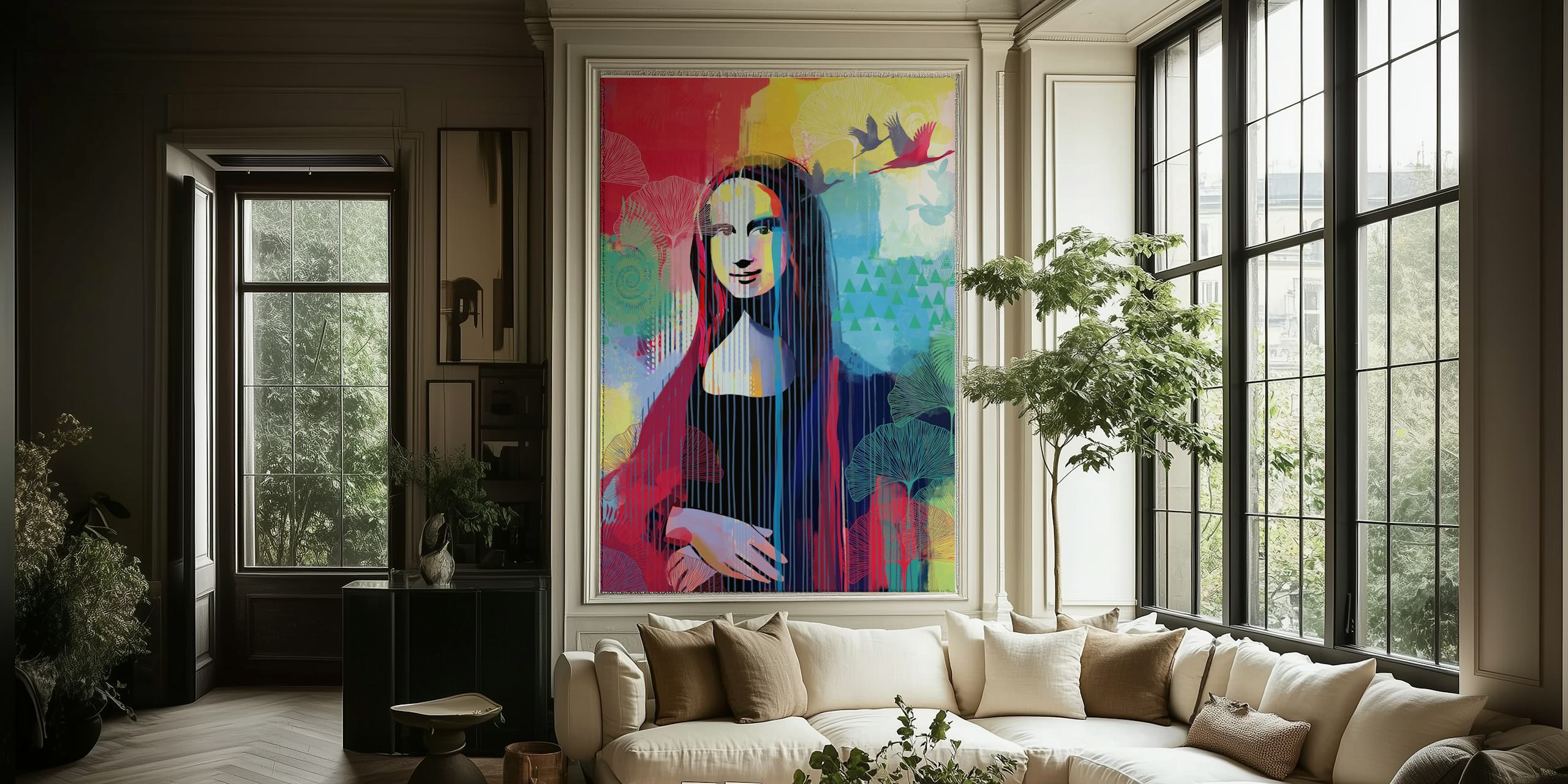 Mina Lisa Tapetdesign in einem Raum angezeigt