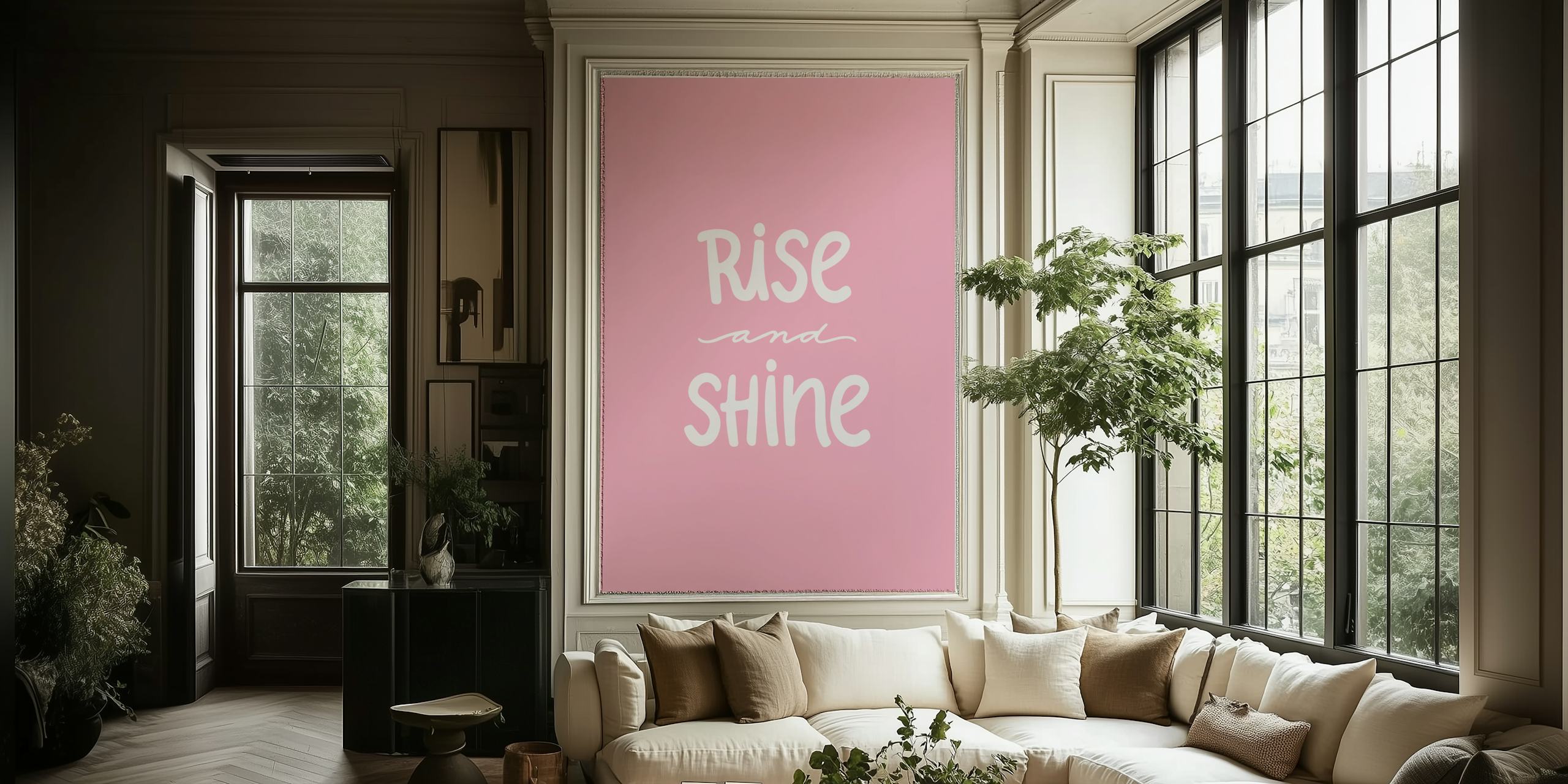 Rise And Shine Soft Pink wallpaper in a room