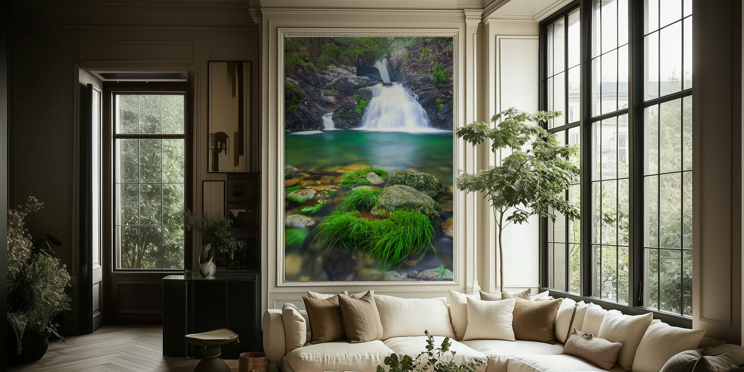 Emerald Falls behang in een kamer