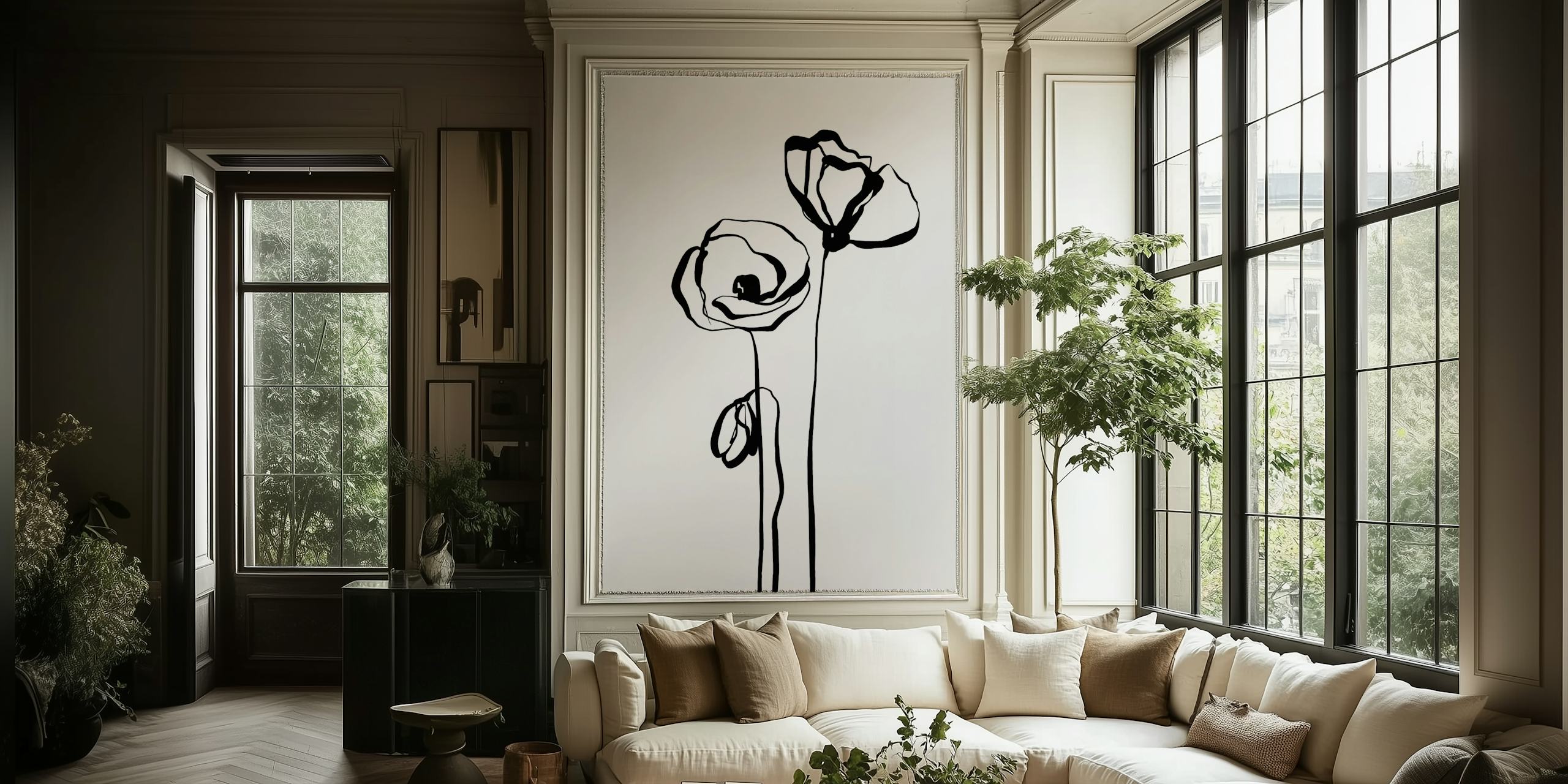 Tapeta Minimalist Poppies w pomieszczeniu