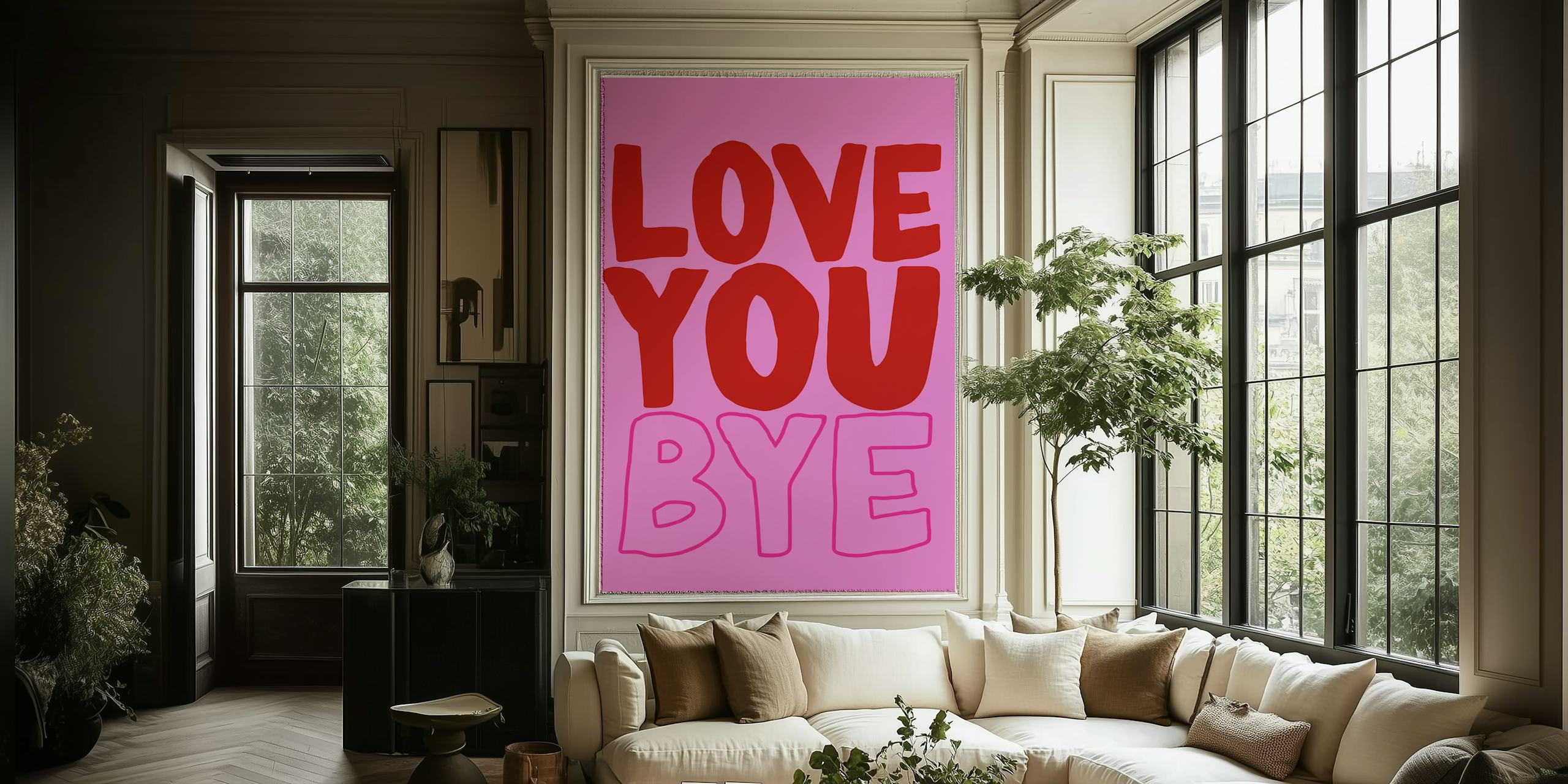 Love You Bye Pink tapet i ett rum