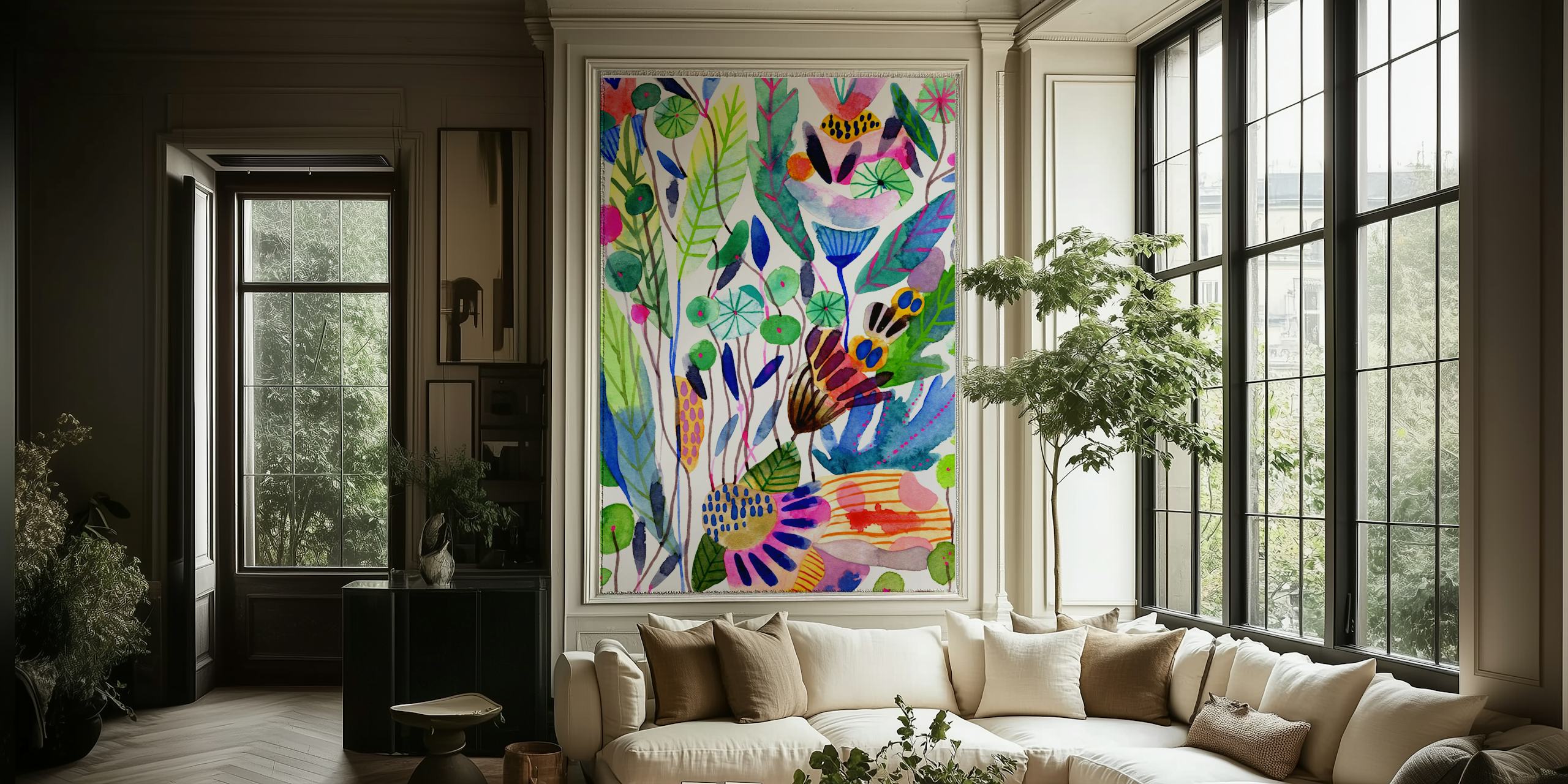 Watercolor Botanical Haven tapetdesign