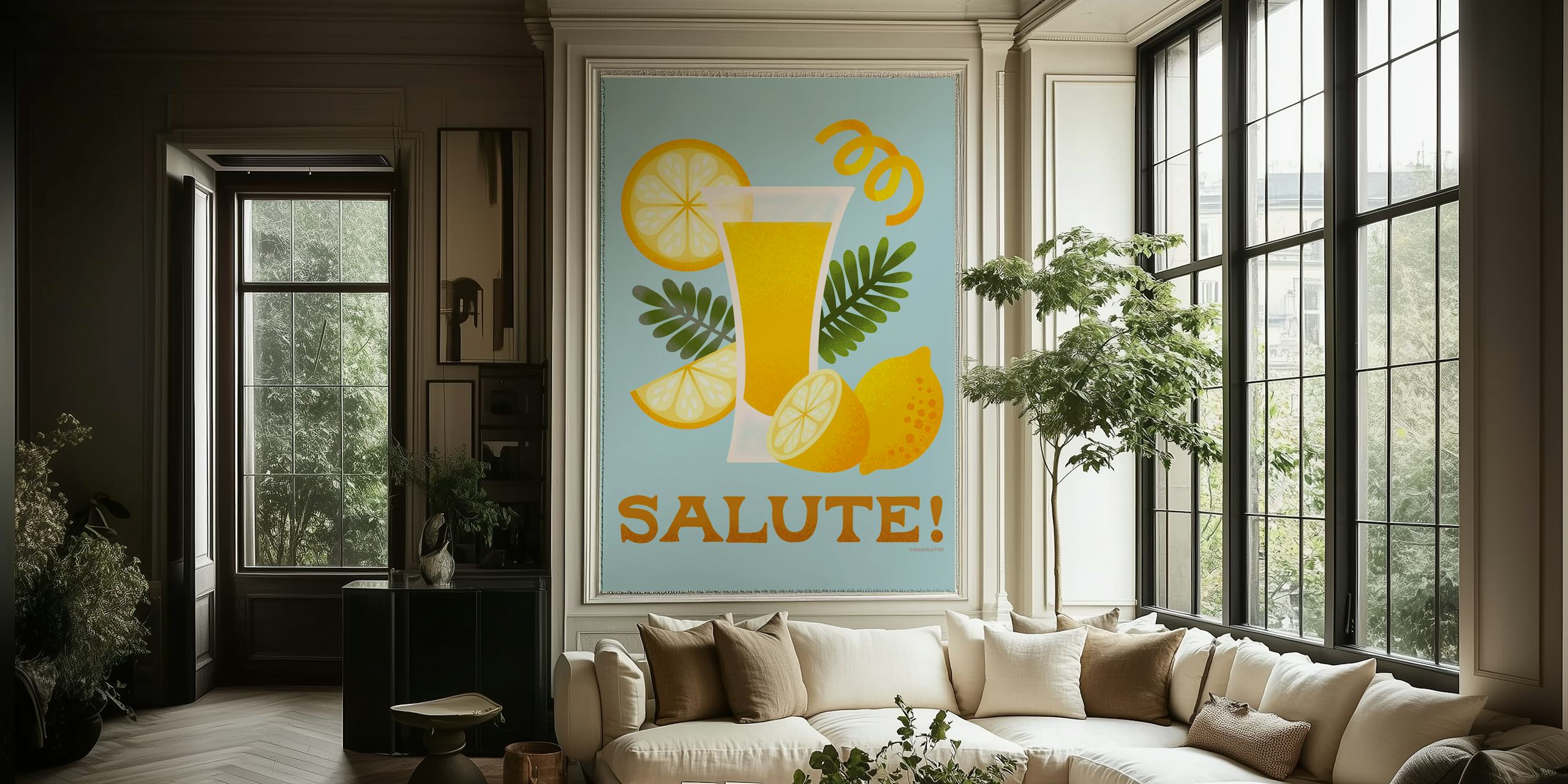Papier peint Limoncello Salute dans une mise en scène.