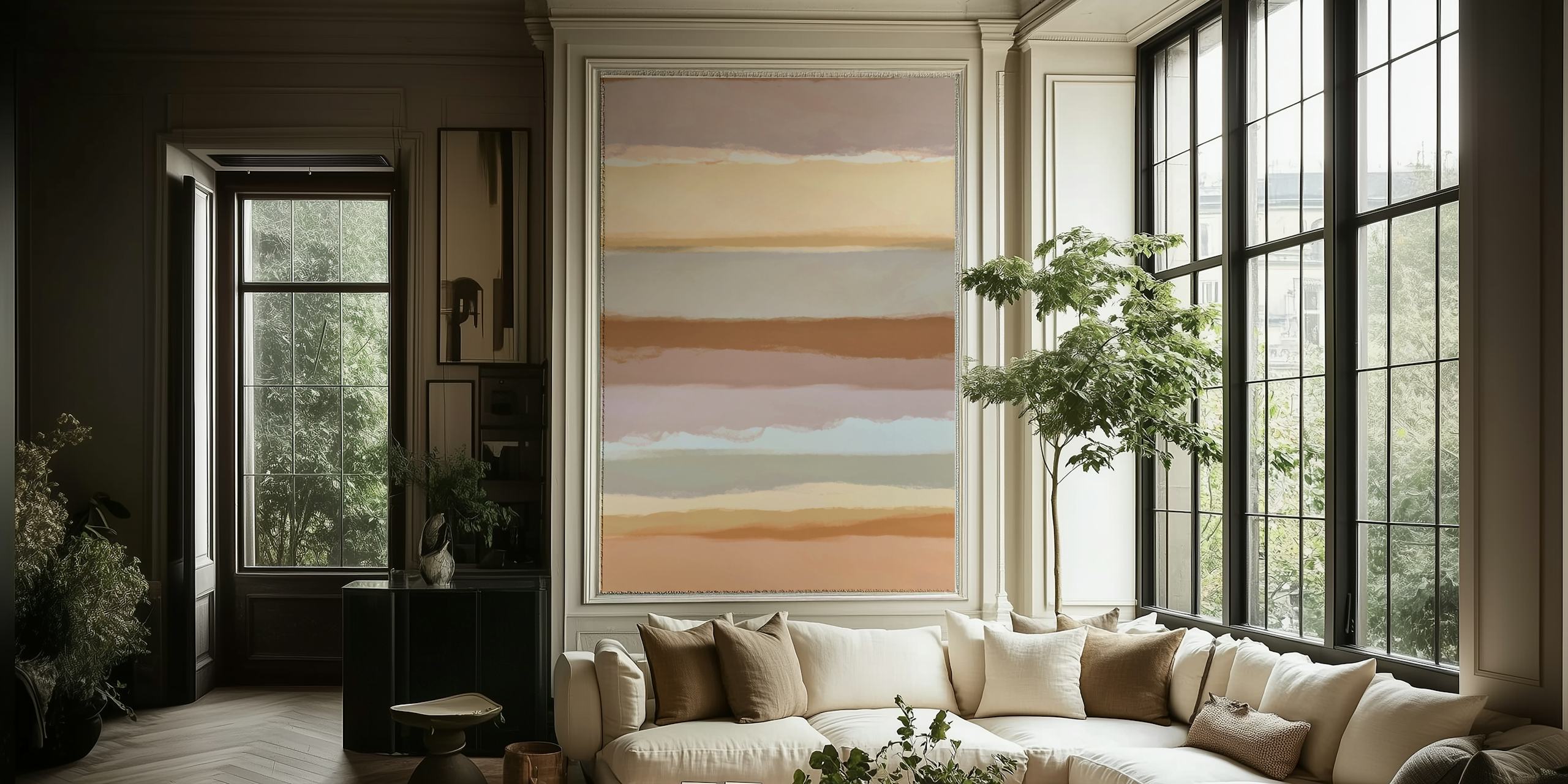 Pásková tapeta Terracotta Pastels v místnosti