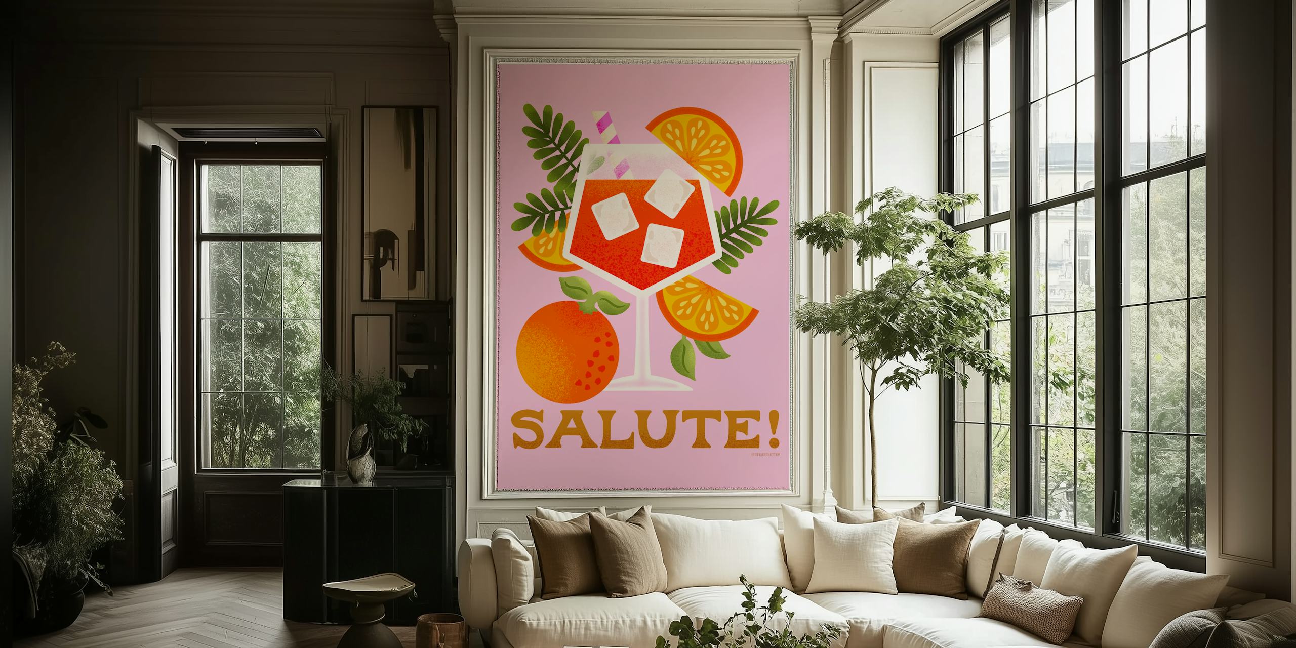 Vibrant Orange Spritz behangontwerp
