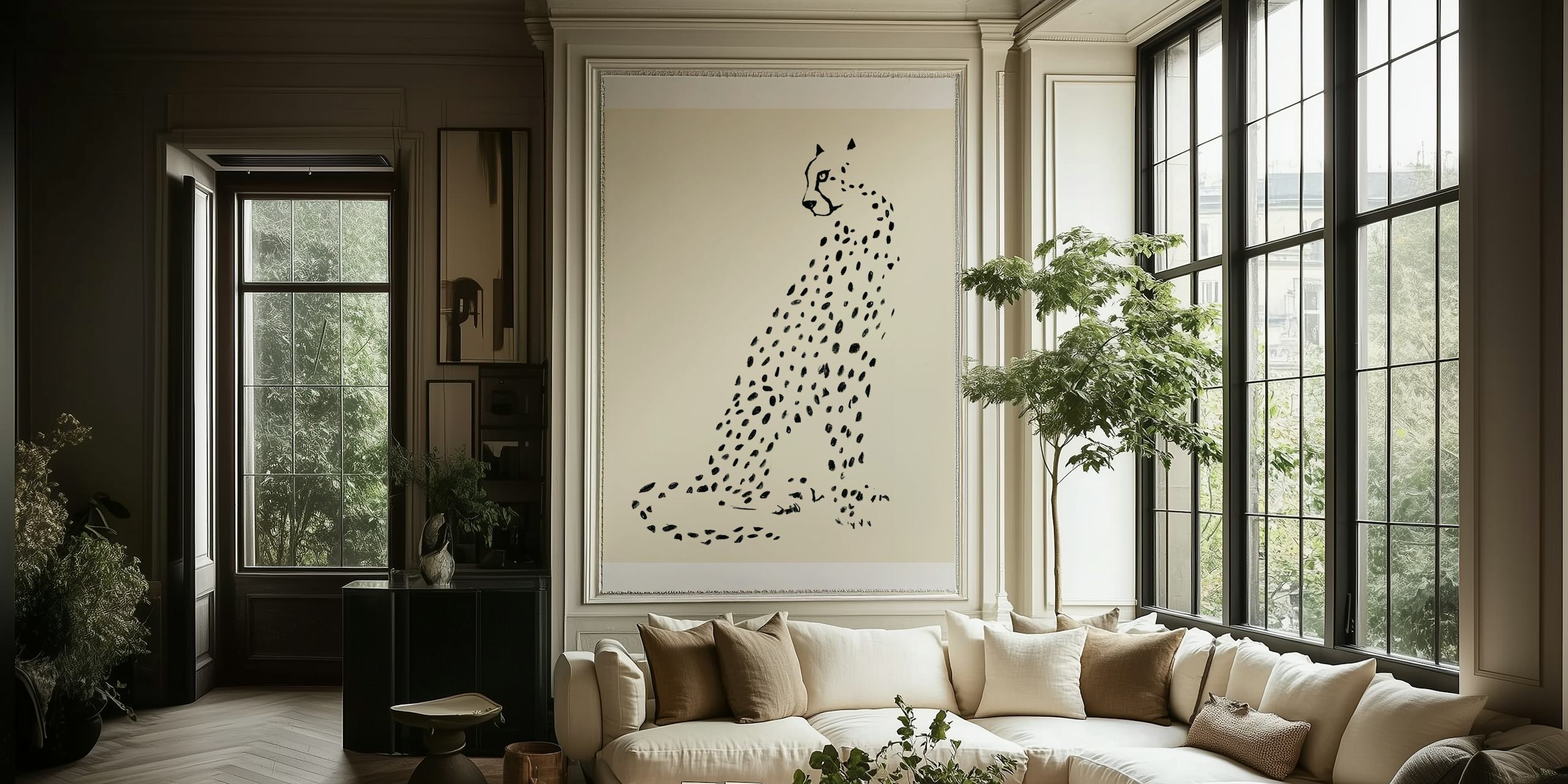 Papel pintado Pandc Leopard mostrado en una habitación
